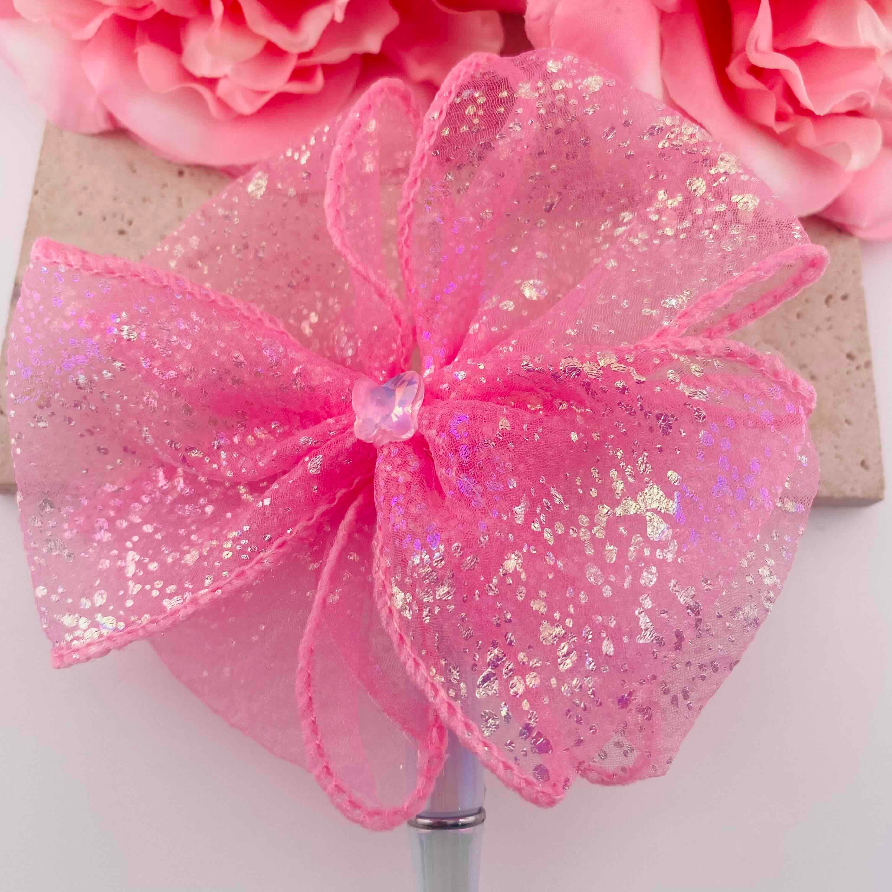 FS19813-About 18*19mm Glitter Tulle Bow Fancy Beads