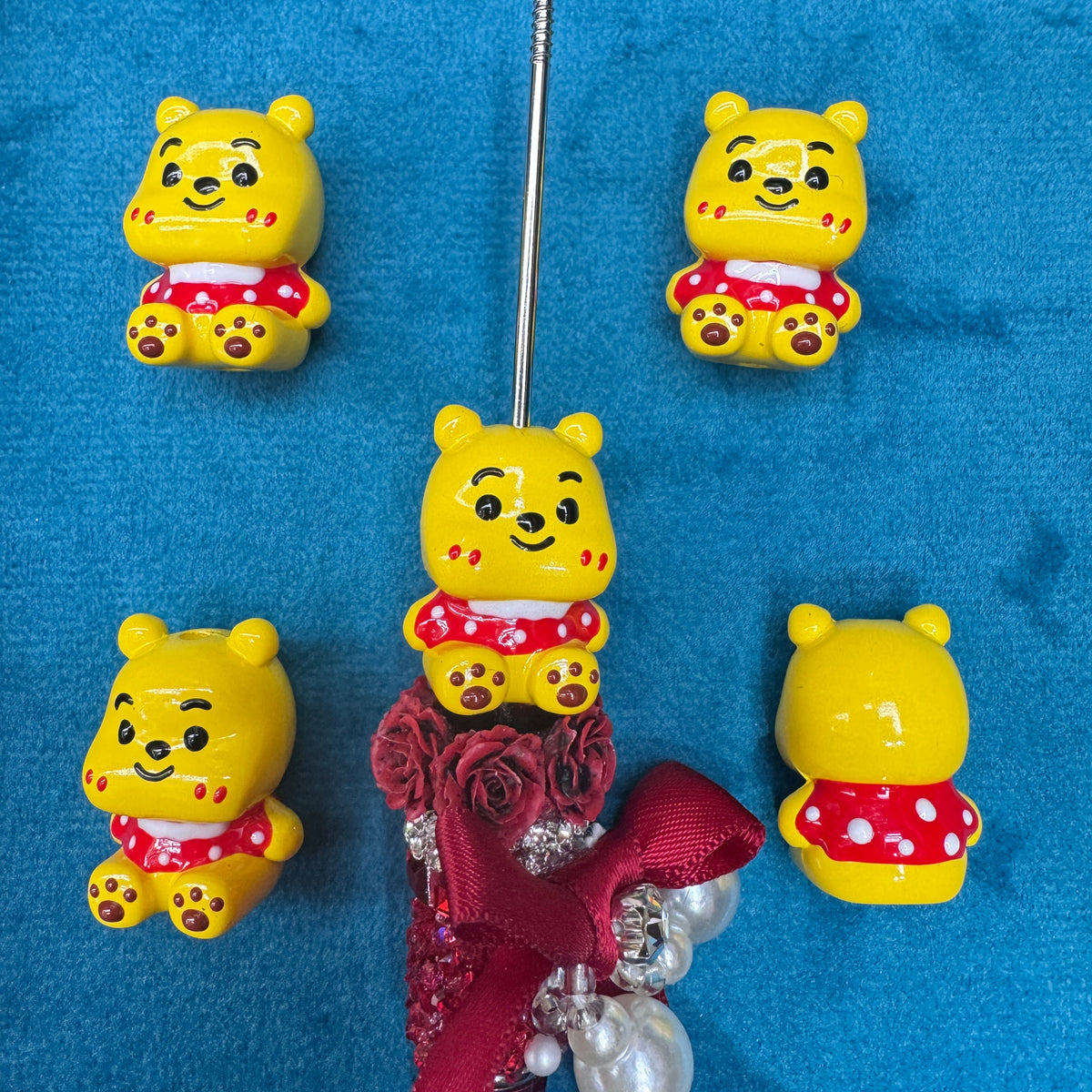 3D Winnie Hand Painted Acrylic Beads For Beadable Pens Keychain Jewelry Making