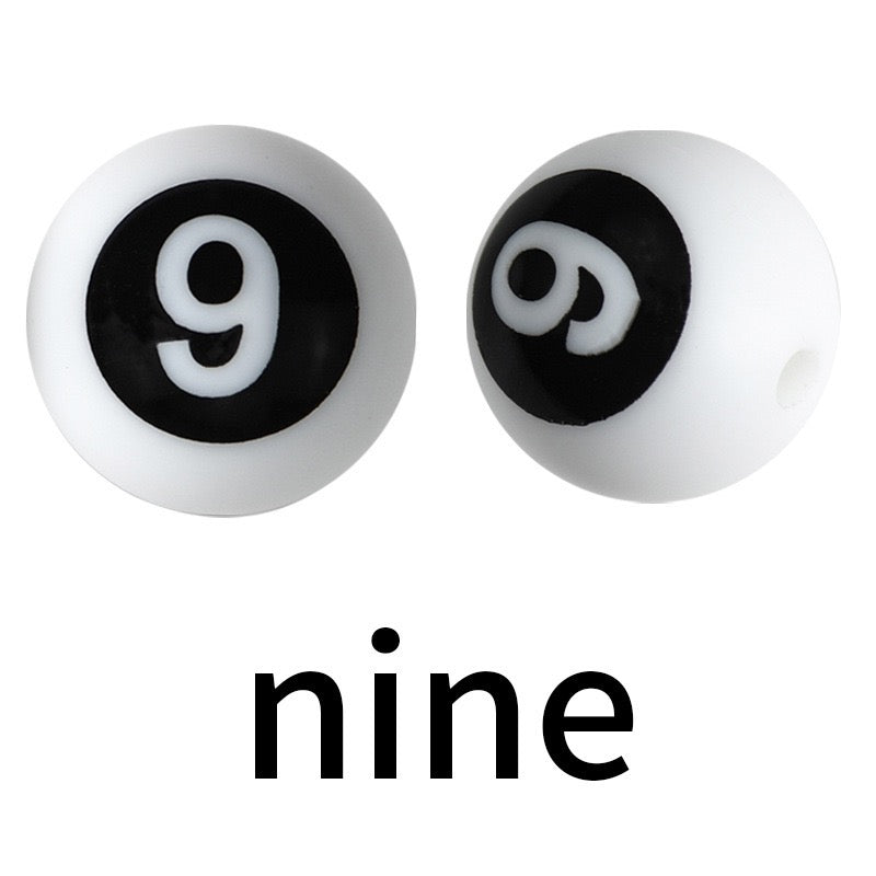 FS3062-15mm Numbers Printed Silicone Beads