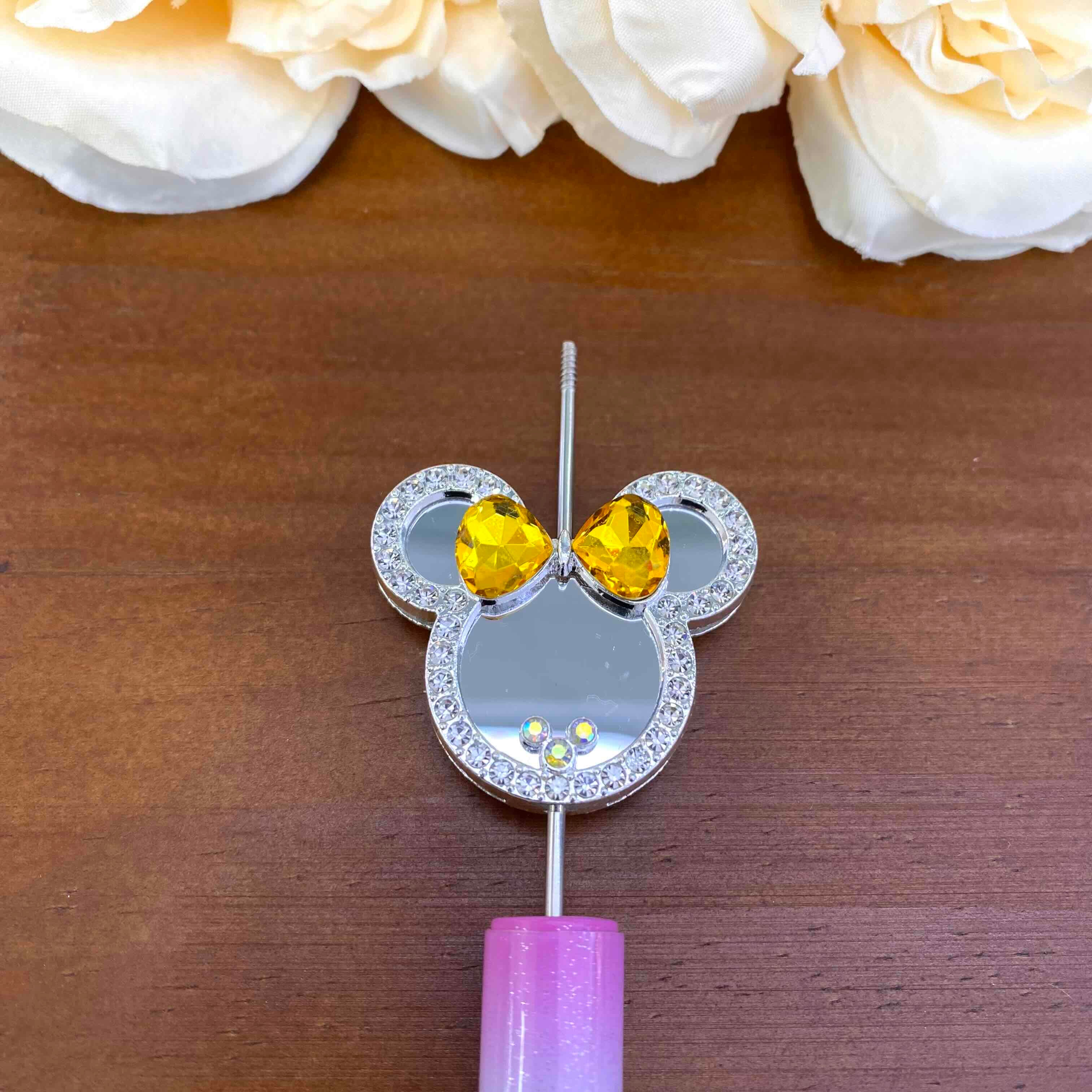 FS20638-Rhinestone Mickey Head Mirror Metal Beads