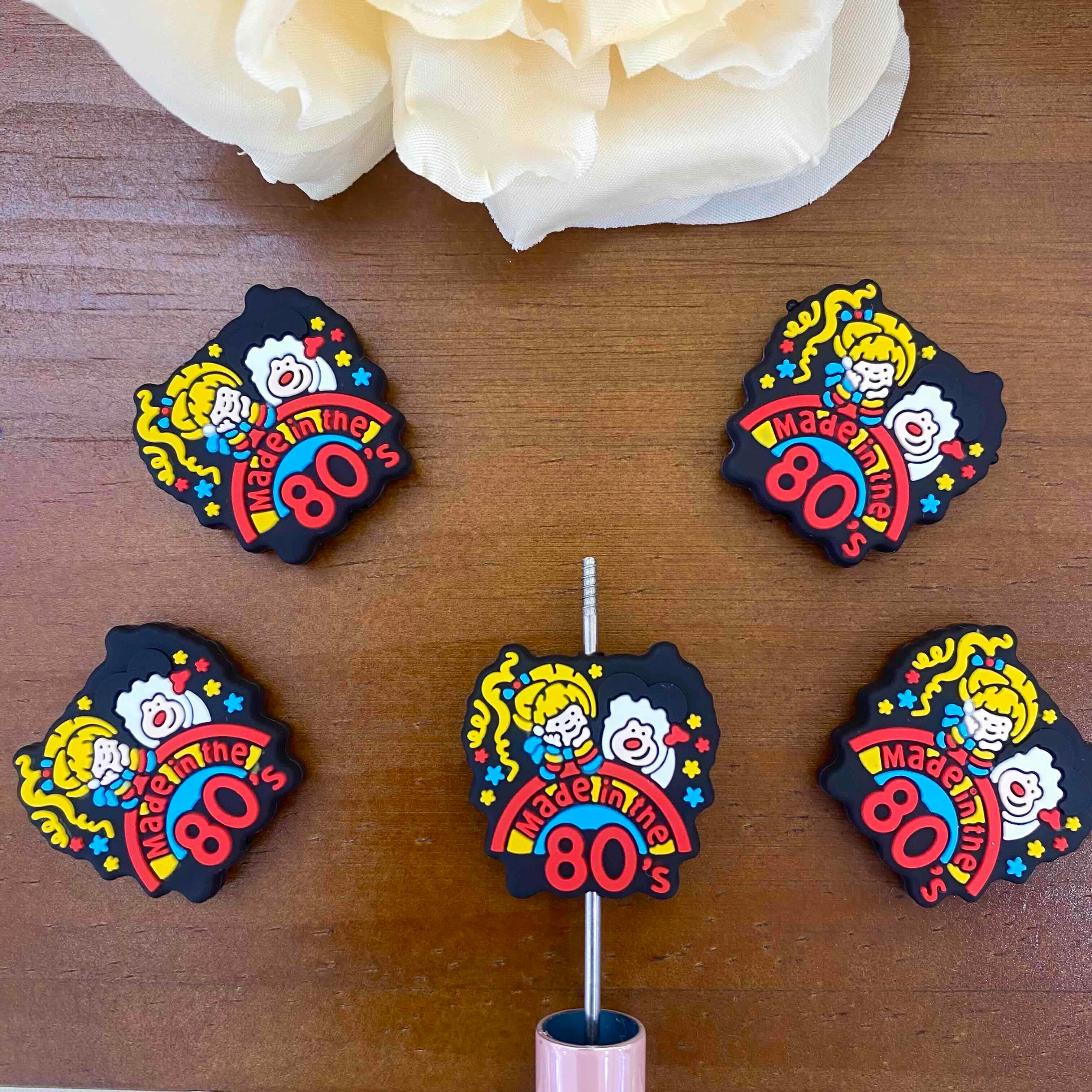FS20132-80s Rainbow Brite Flat Silicone Focal Beads