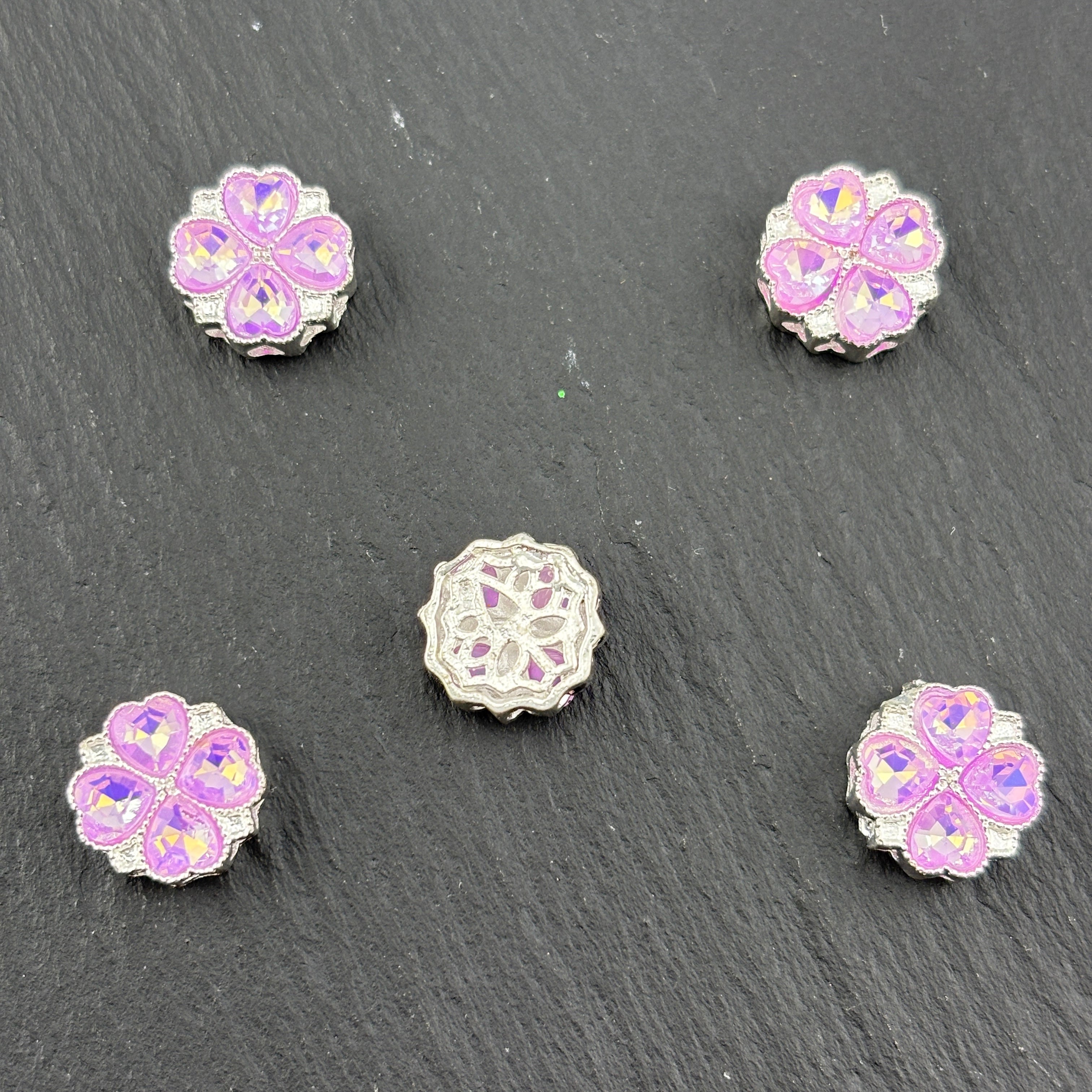 FS2480- 12mm 8 Hole Alloy Heart clover Beads