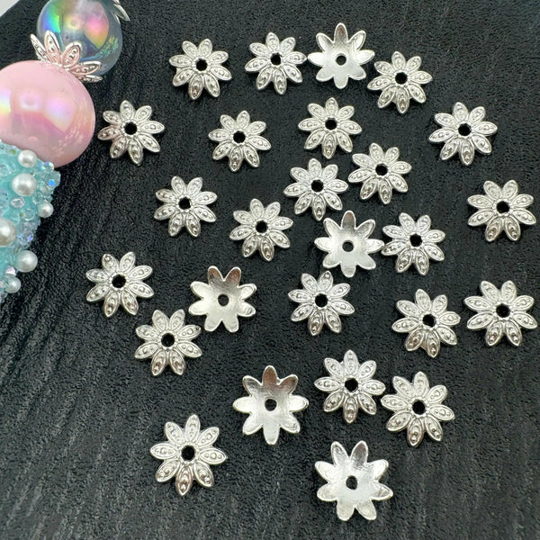 FS1323-14MM Sliver Flower Spacer Fit For Beadable Pens - Zoe DIY Wholesale