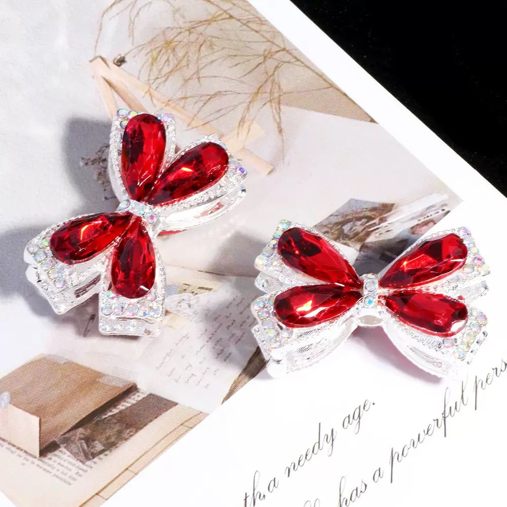 FS4850-About 27×34cm Crystal Glass Rhinestone Bow Metal Beads