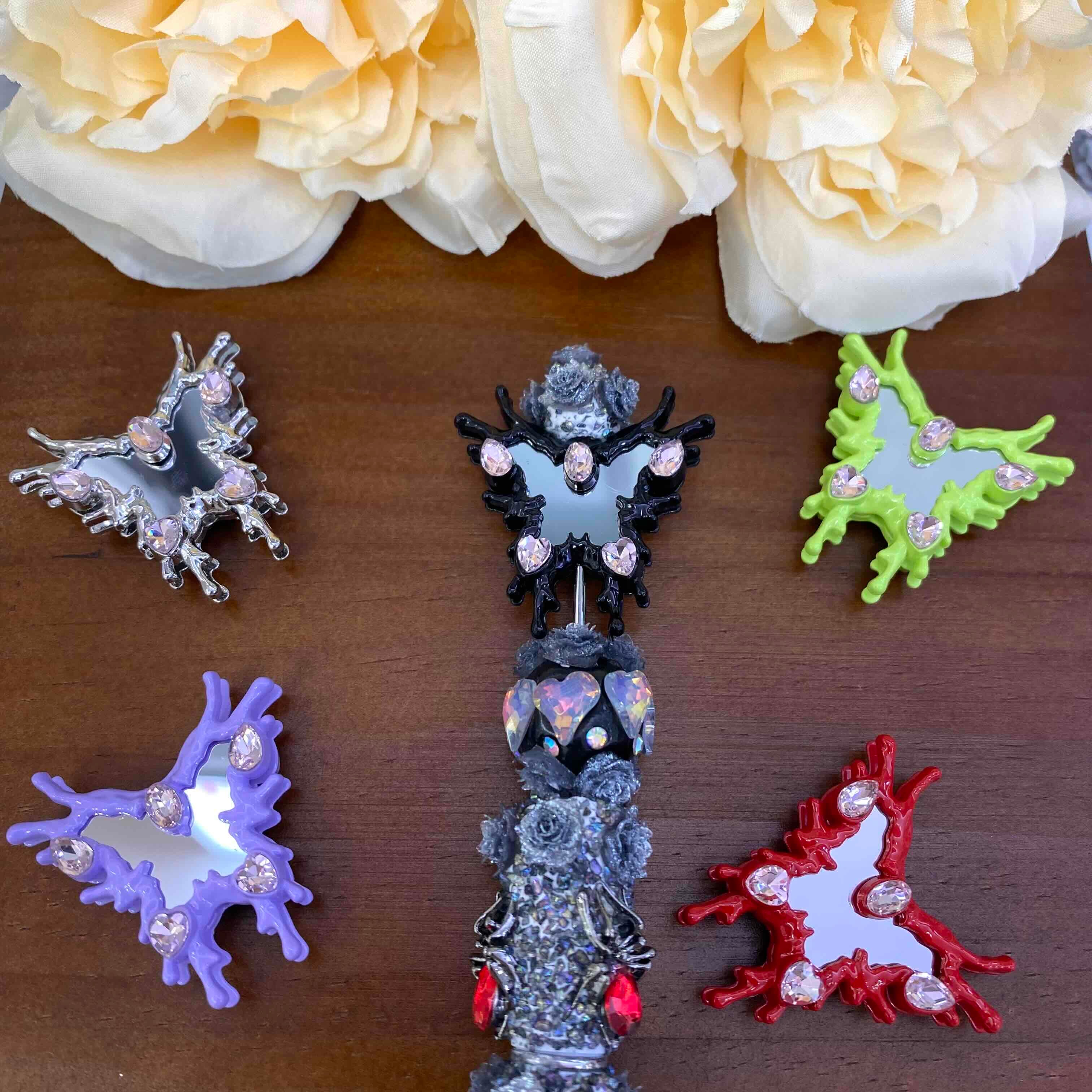 FS20634-Butterfly Mirror Metal Beads
