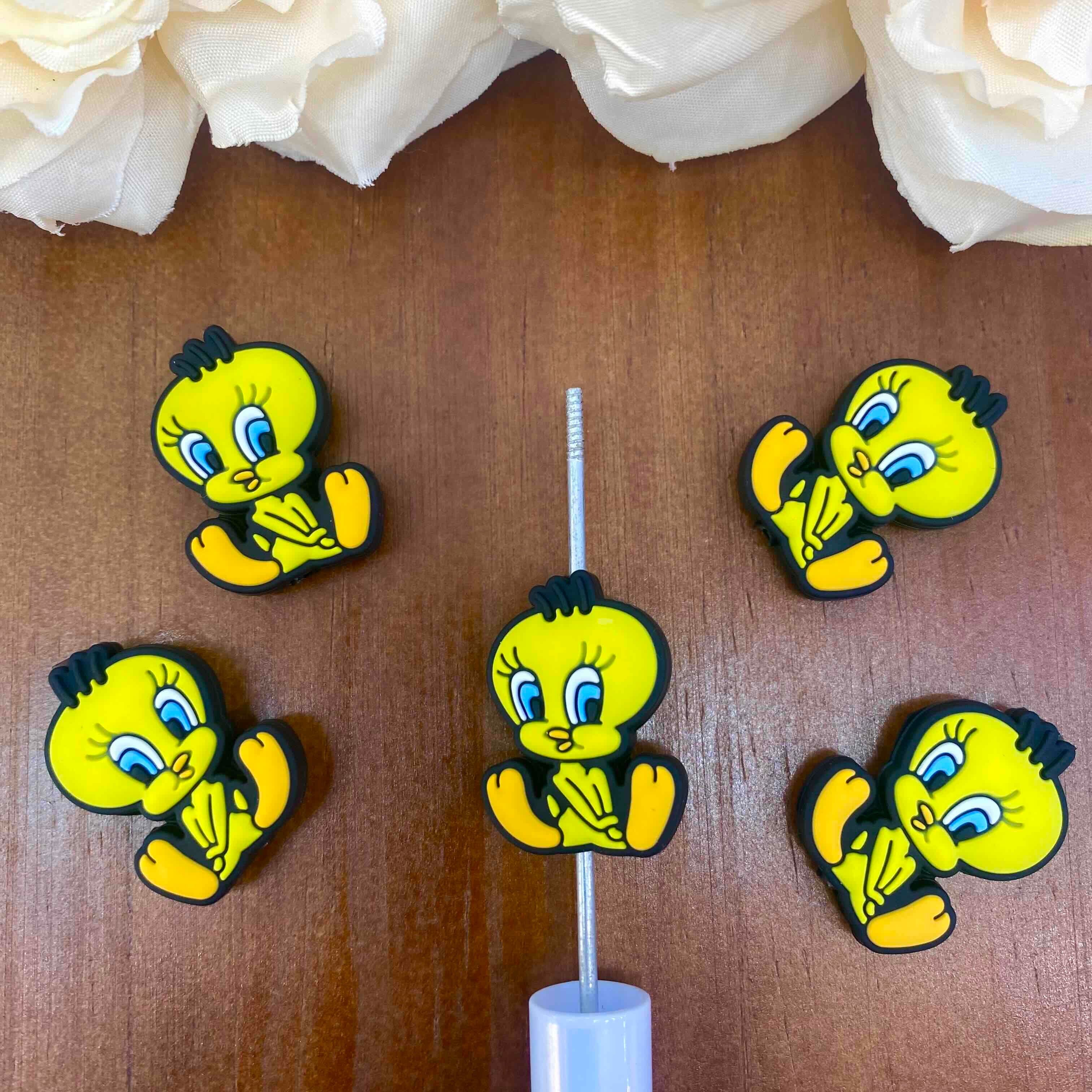 FS20337-Tweety Bird Cartoon Flat Silicone Focal Beads