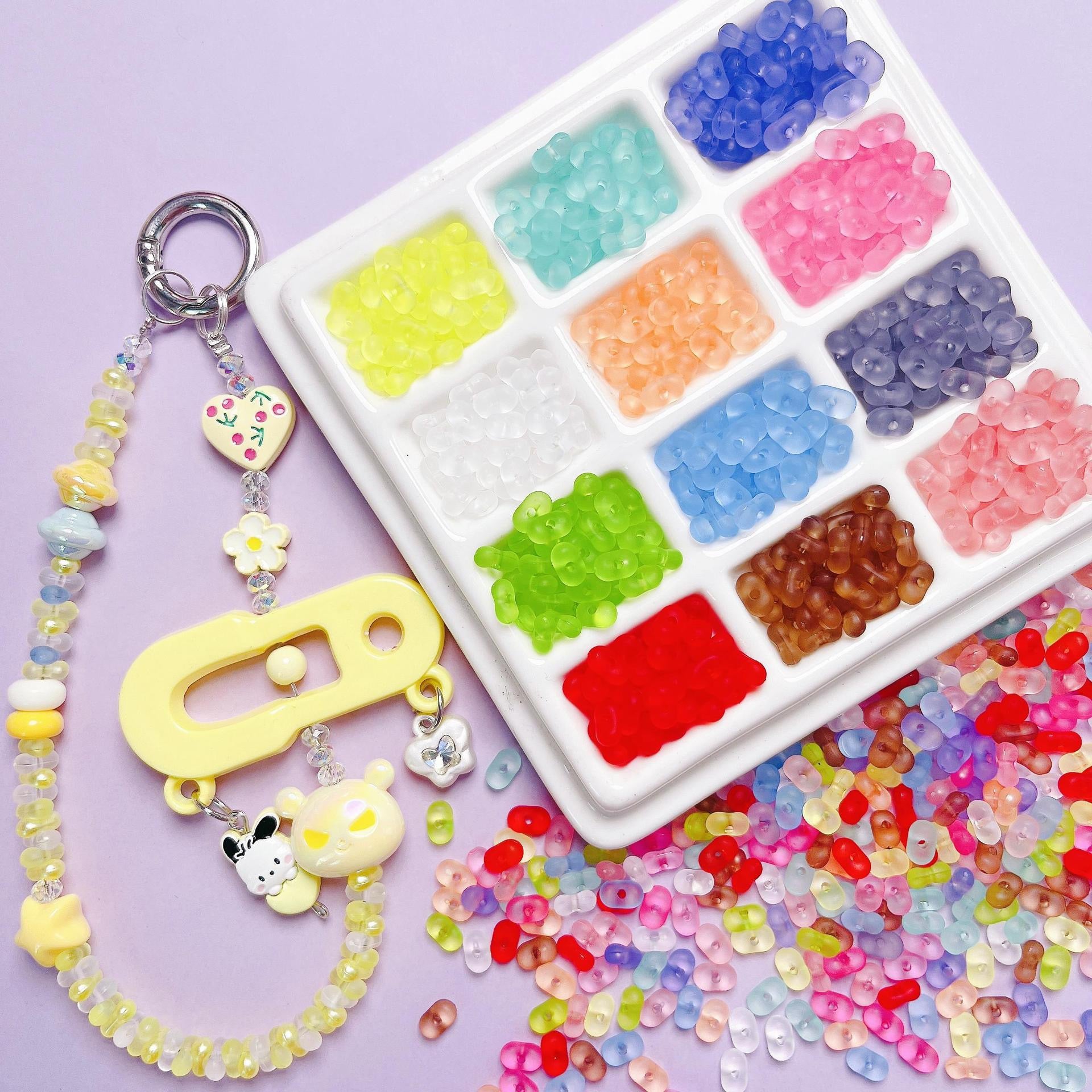 FS2381-3×6mm Clear Frosted Peanut Acrylic Beads For Making Key Chain