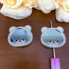 FS20636-Rhinestone Bear Mirror Metal Beads