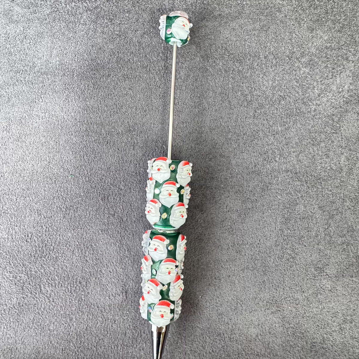 Gingerbread Man Santa Claus Tree and AB Rhinestones Beadable Clay Pens, Christmas Series,Red Clay Base