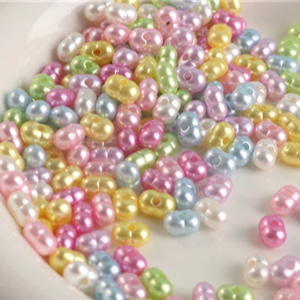 FS2380-5*8mm Solid Color Pearl Looking Peanut Acrylic Beads For Making Keychain