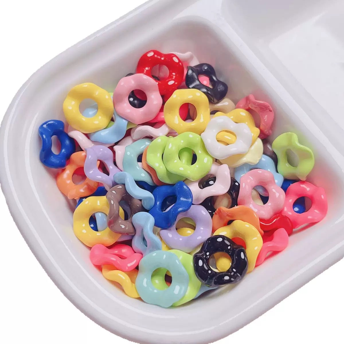 FS19419-About 16mm UV Coating Random Mixed Color Wave Spacer Beads