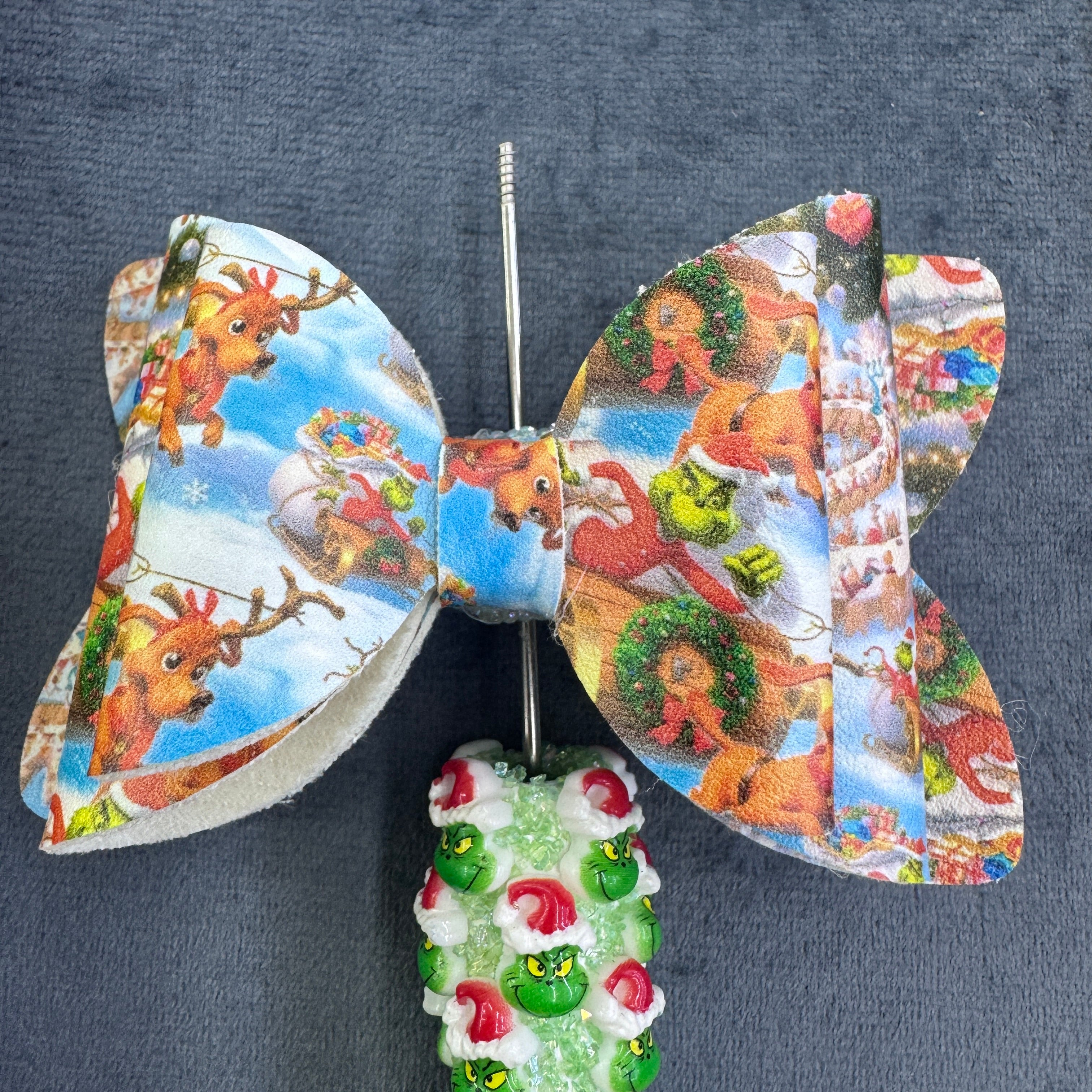 FS20238-Christmas PU Bow Sugar Beads