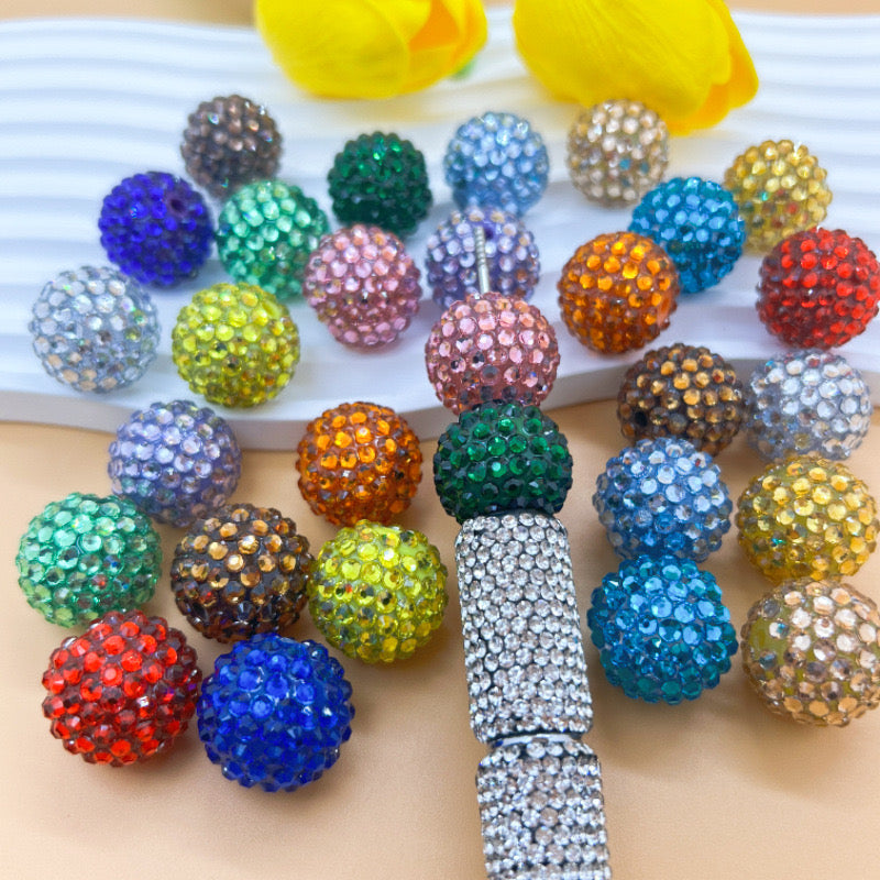 FS2456-Random Mixed Color 20mm Sparkling Acrylic Beads Fit For Beadable Pens