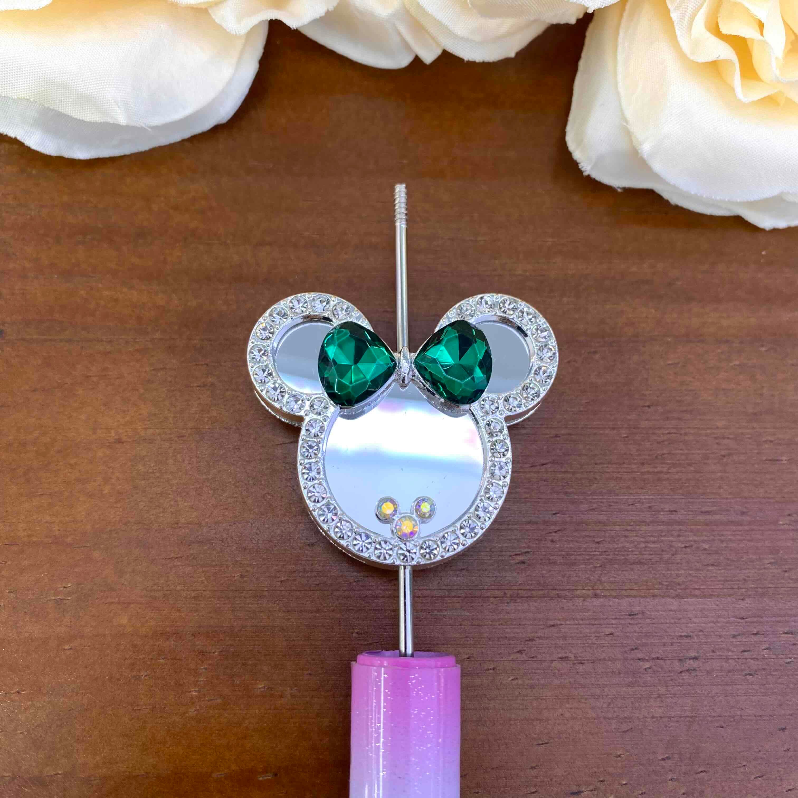 FS20638-Rhinestone Mickey Head Mirror Metal Beads