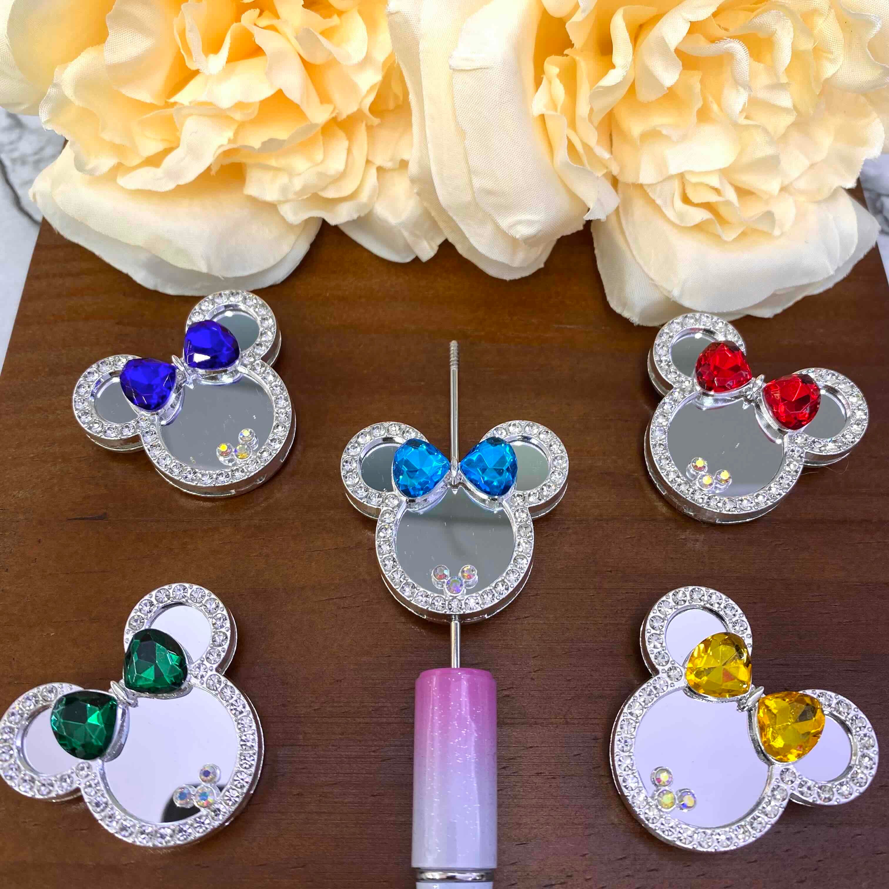 FS20638-Rhinestone Mickey Head Mirror Metal Beads