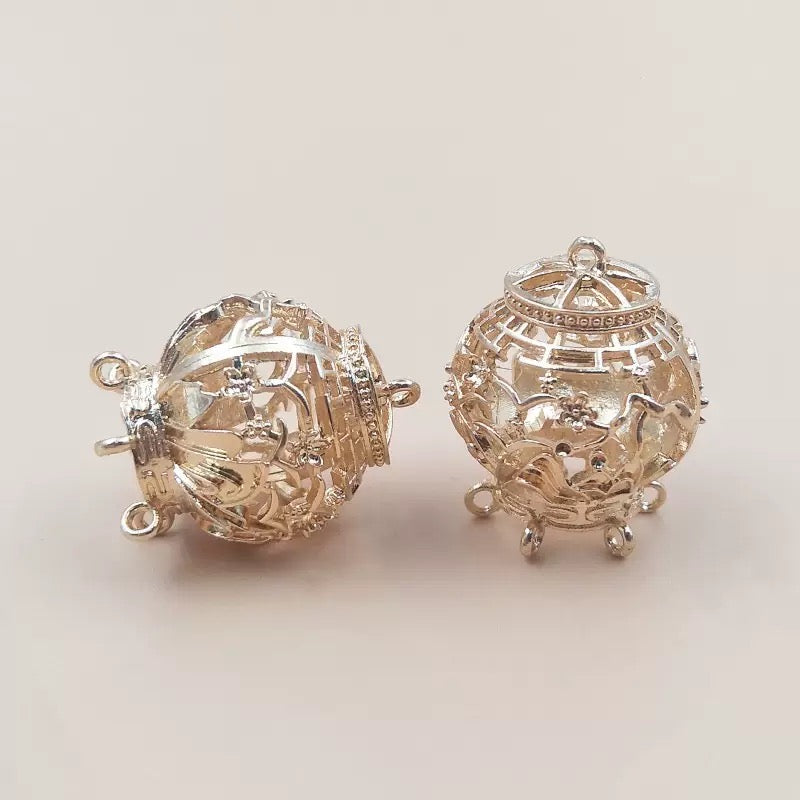 KC Gold  Hollow Cage Beaded Charm Pendant for DIY Jewelry