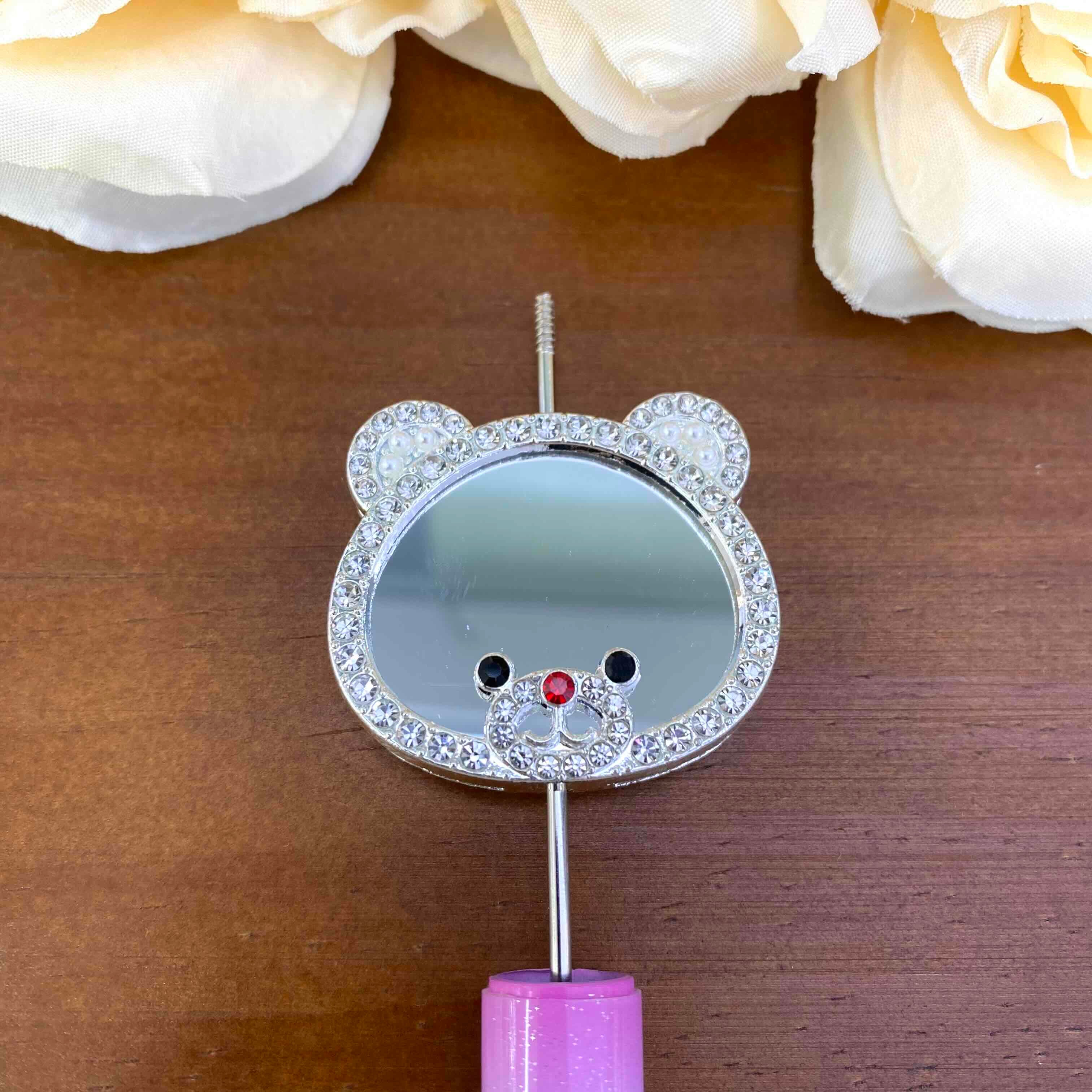 FS20636-Rhinestone Bear Mirror Metal Beads