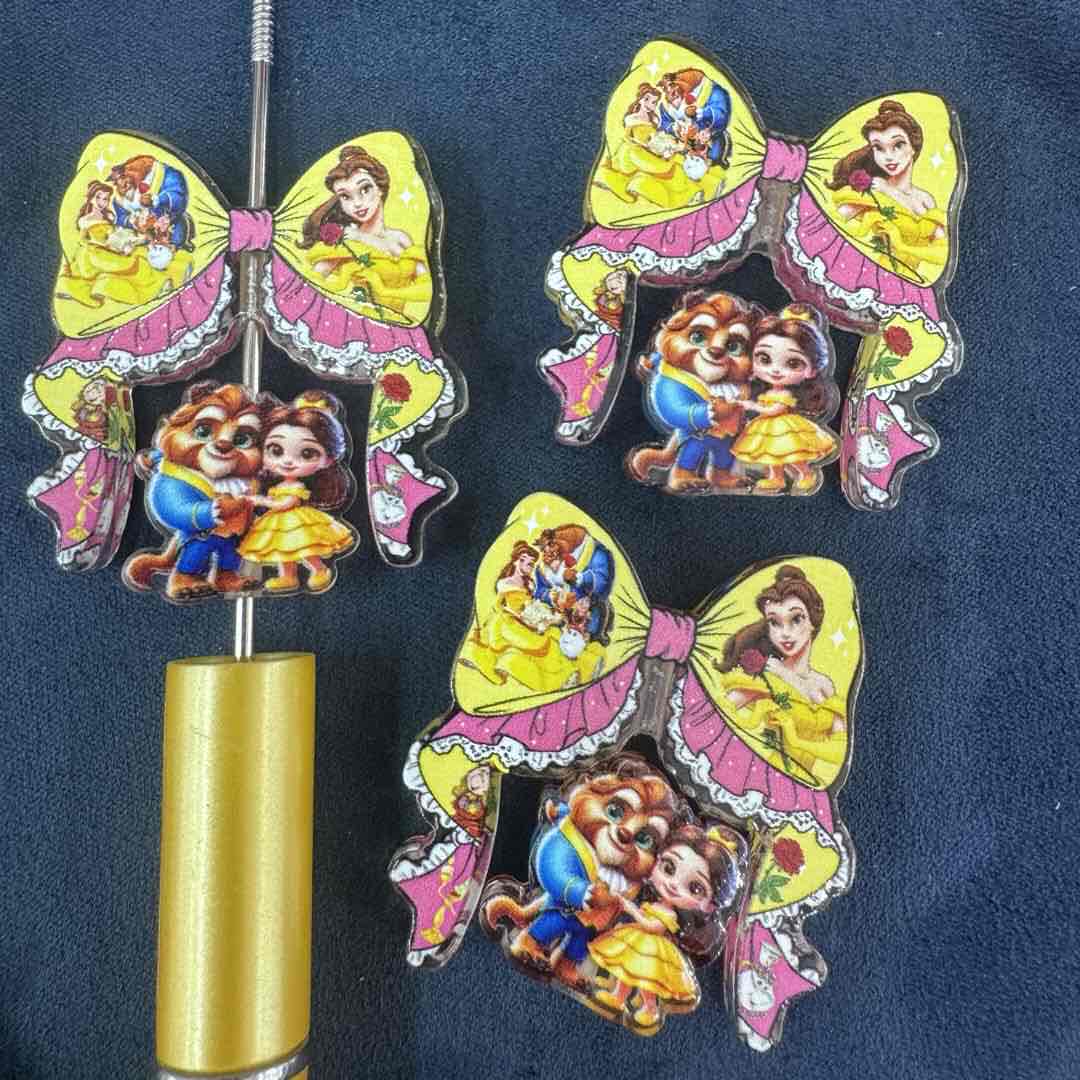 FS20277-Belle Princess Beauty and the Beast Bow Acrylic Focal Beads