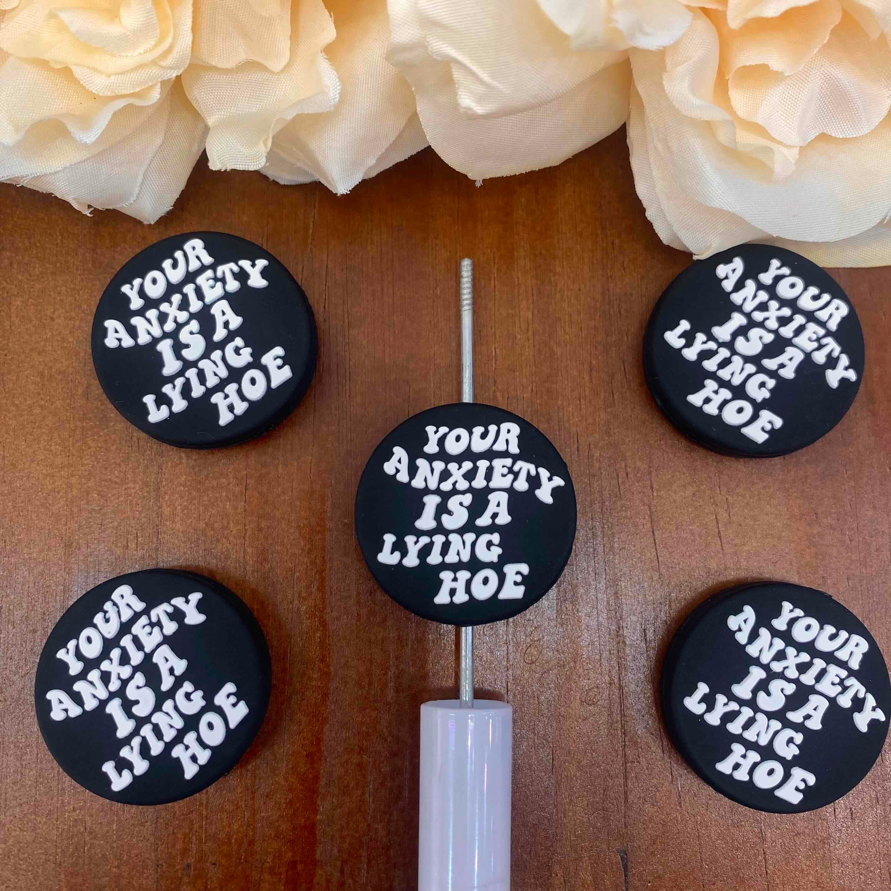 FS20342-Phrase Flat Silicone Focal Beads