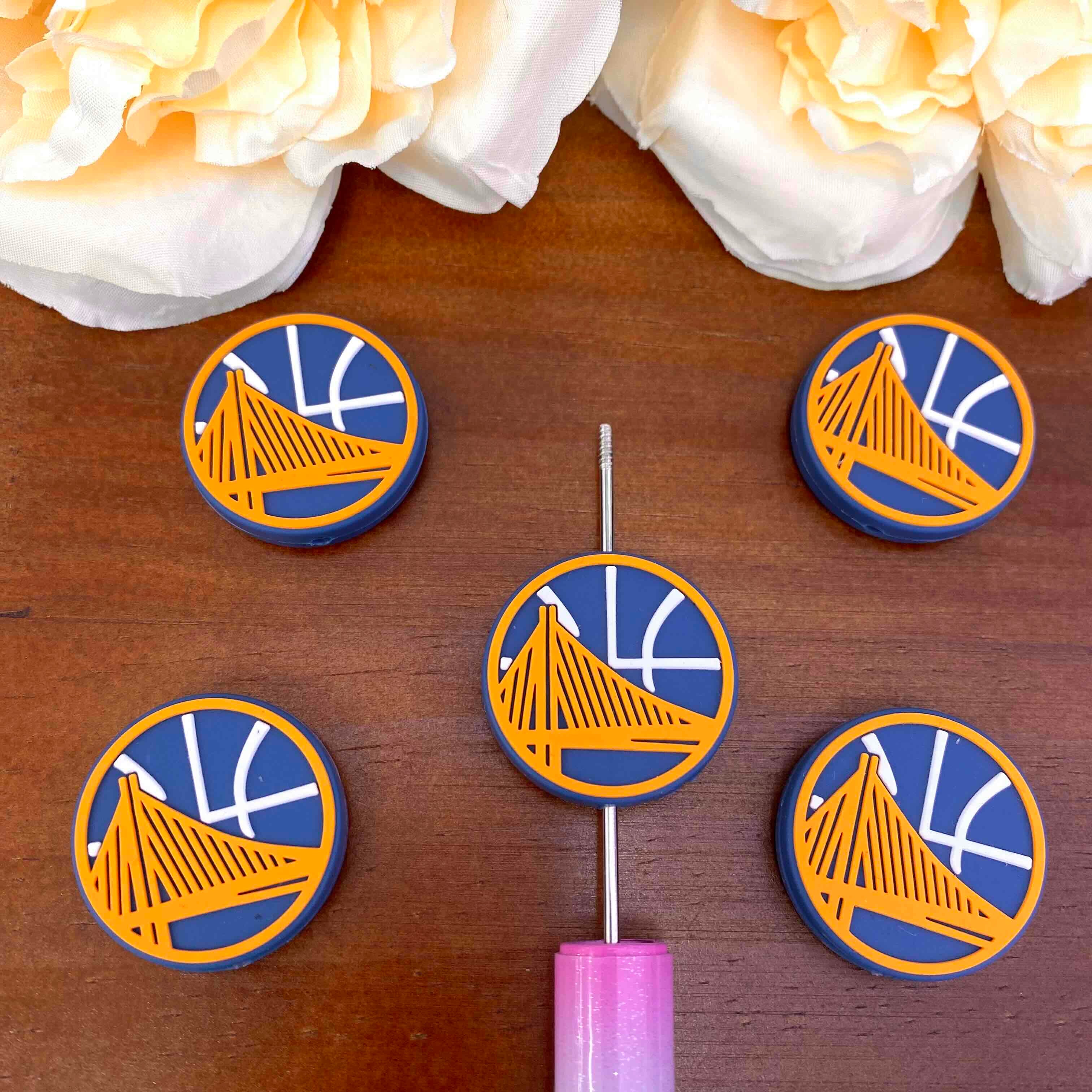 FS20600-Golden State Warriors Flat Silicone Focal Beads