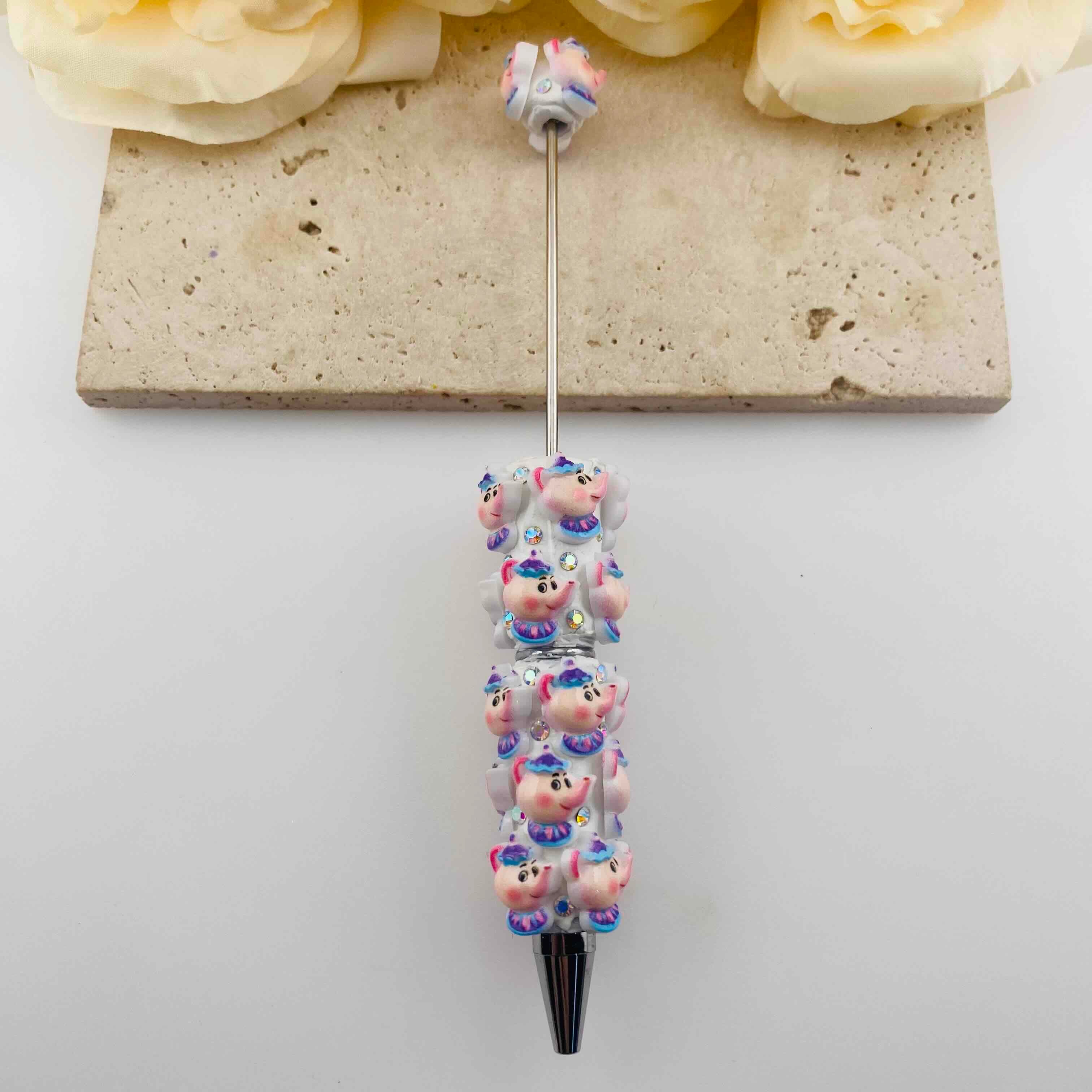 FS19928-Light Blue Trim Mrs.Potts Rhinestone Clay Pens