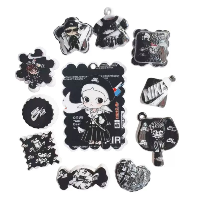 Black Random Mixed Dimmo Acrylic Beads For Making Keychain Zoe DIY Wholesale
