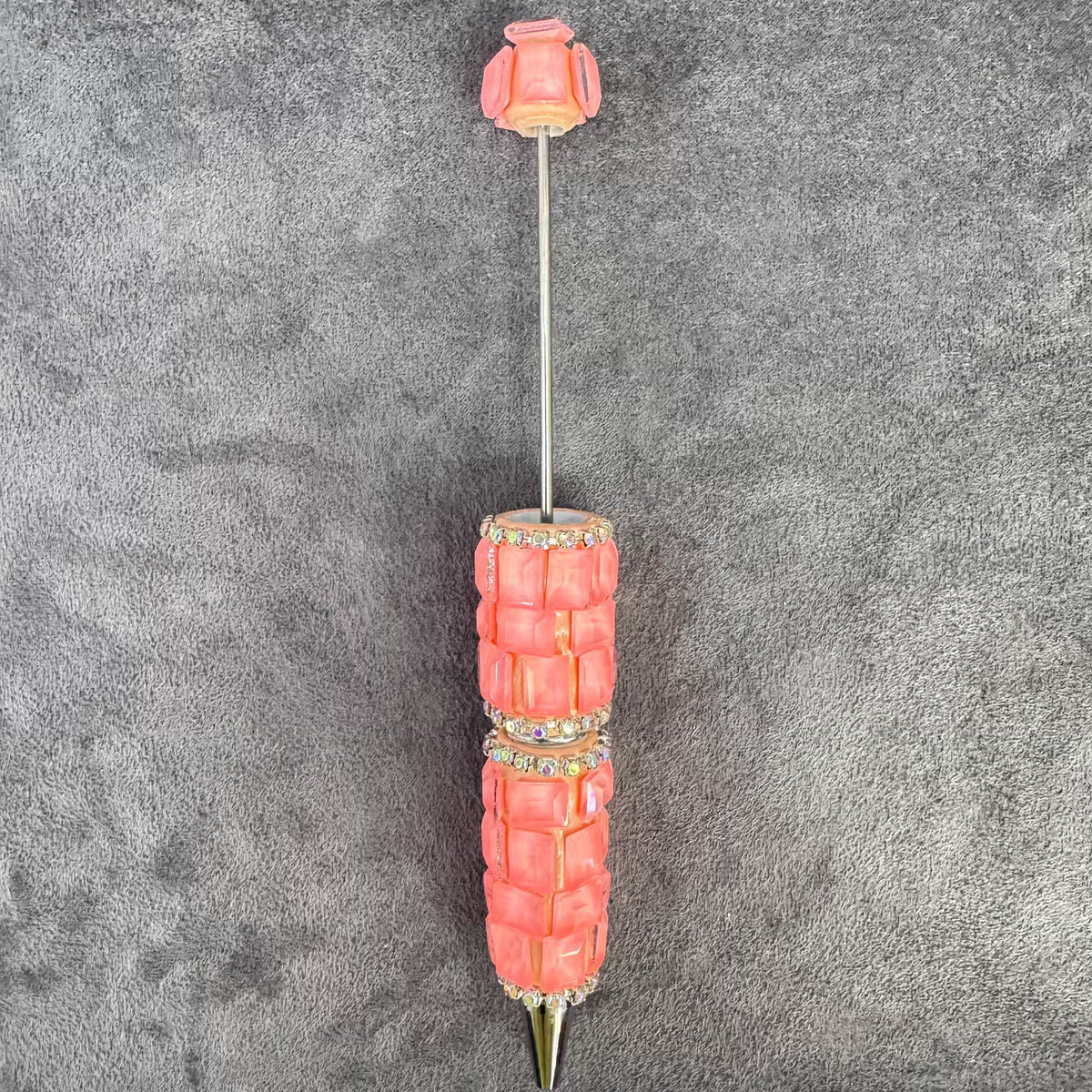 Beadable Pens with Multifaceted Square Crystal, Various Colors