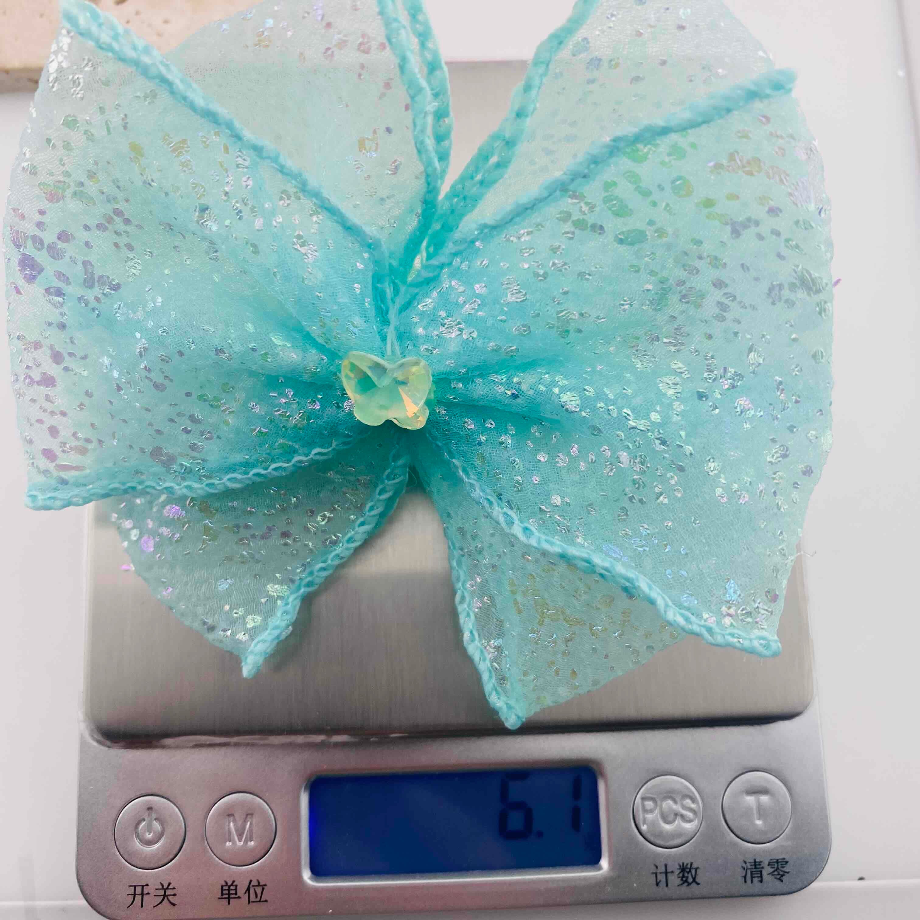 FS19813-About 18*19mm Glitter Tulle Bow Fancy Beads