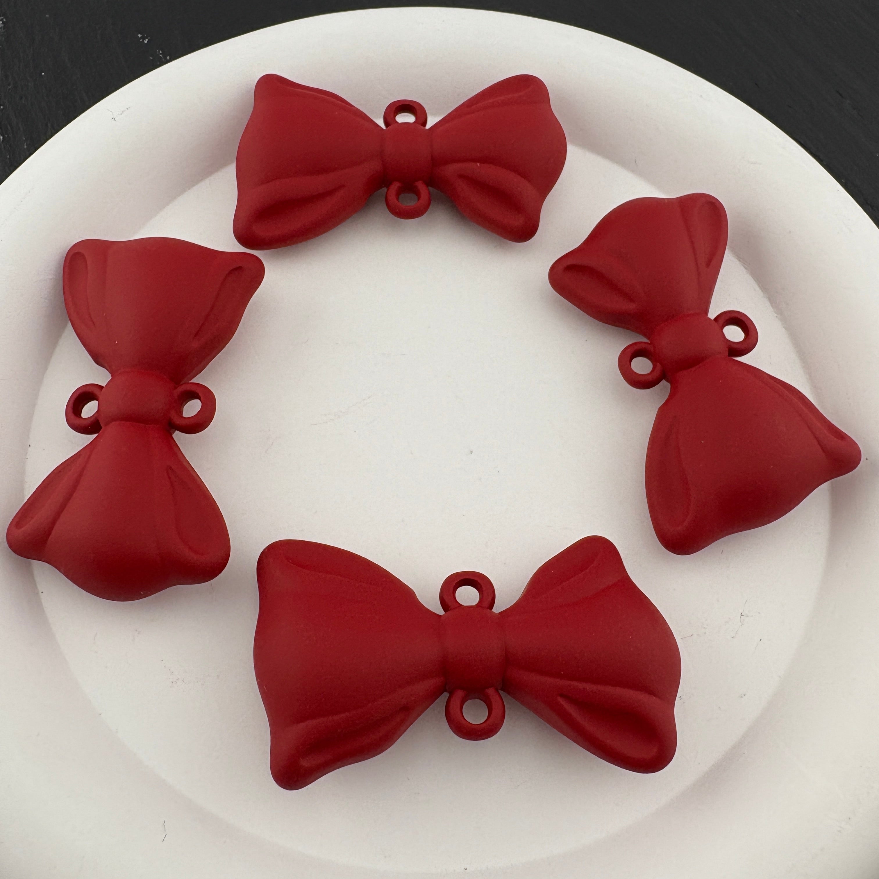 FS2483- 48×18mm Two Hole Red Bows Charms