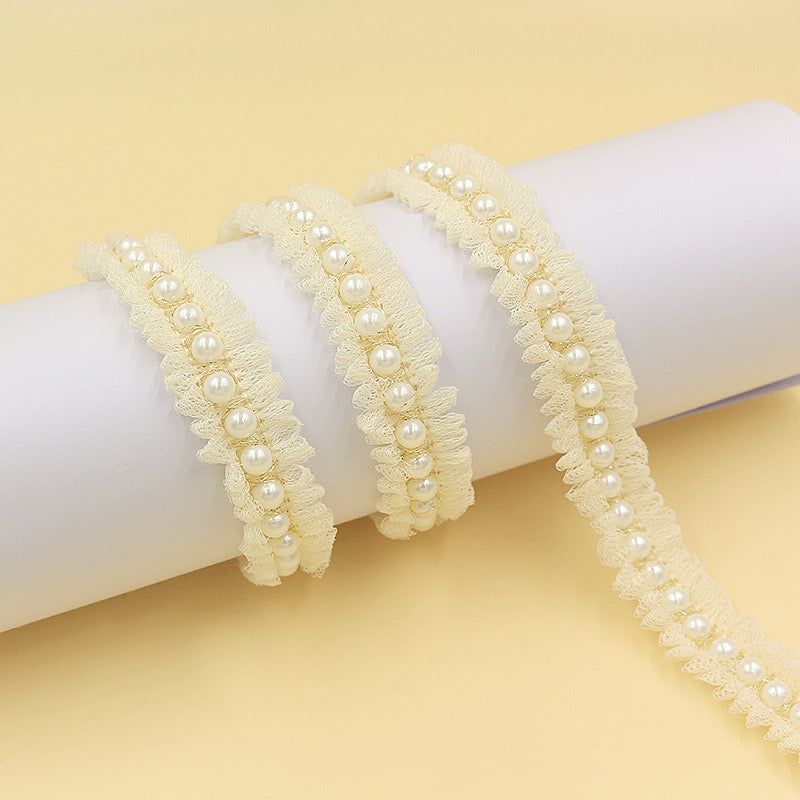 FS0065-2Meter 1.7mm Width Lace Farbic With Pearl