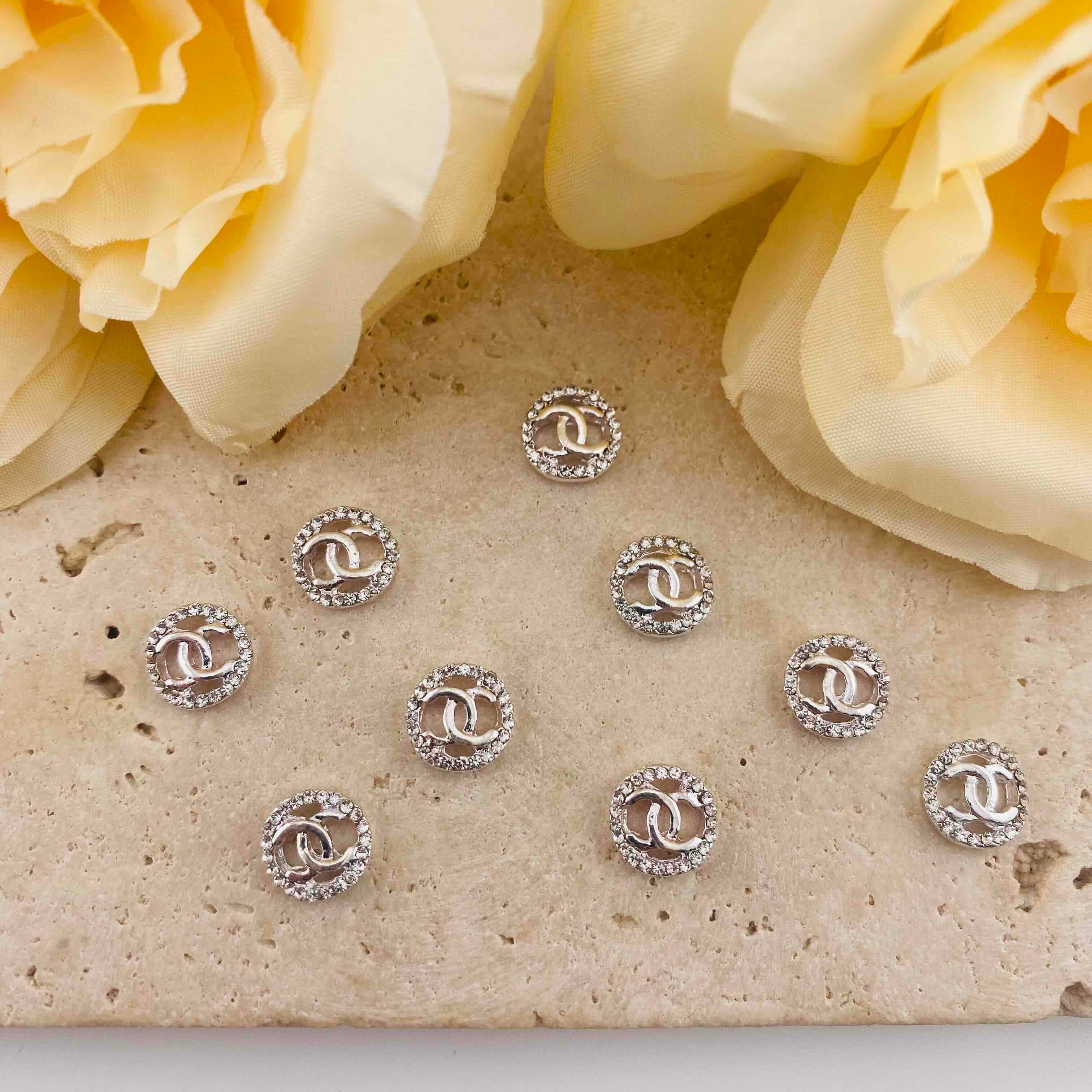 PP20056-About 9mm Rhinestone CC Metal Nail Charms