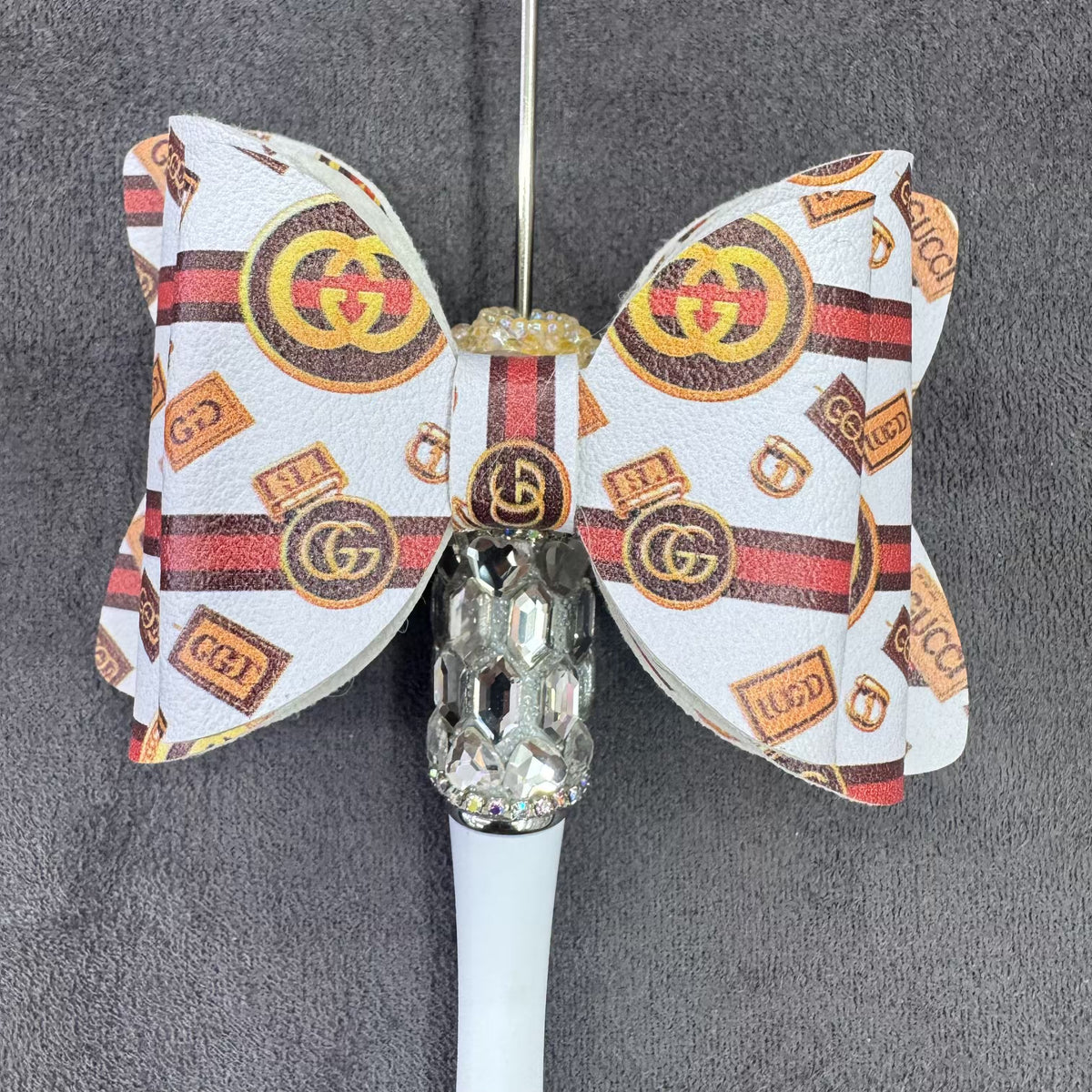 GG Printed Leather Bow  Sugar Beads For Jelwery Making