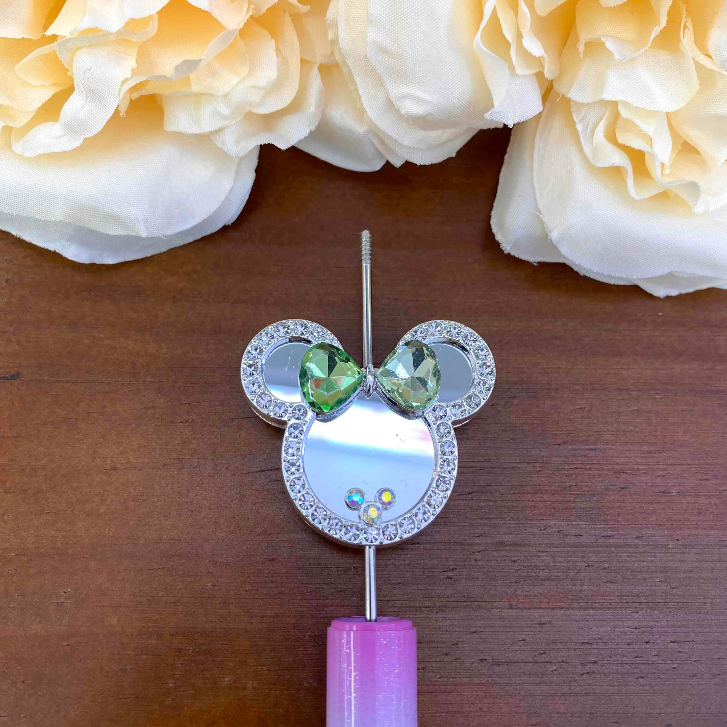 FS20638-Rhinestone Mickey Head Mirror Metal Beads