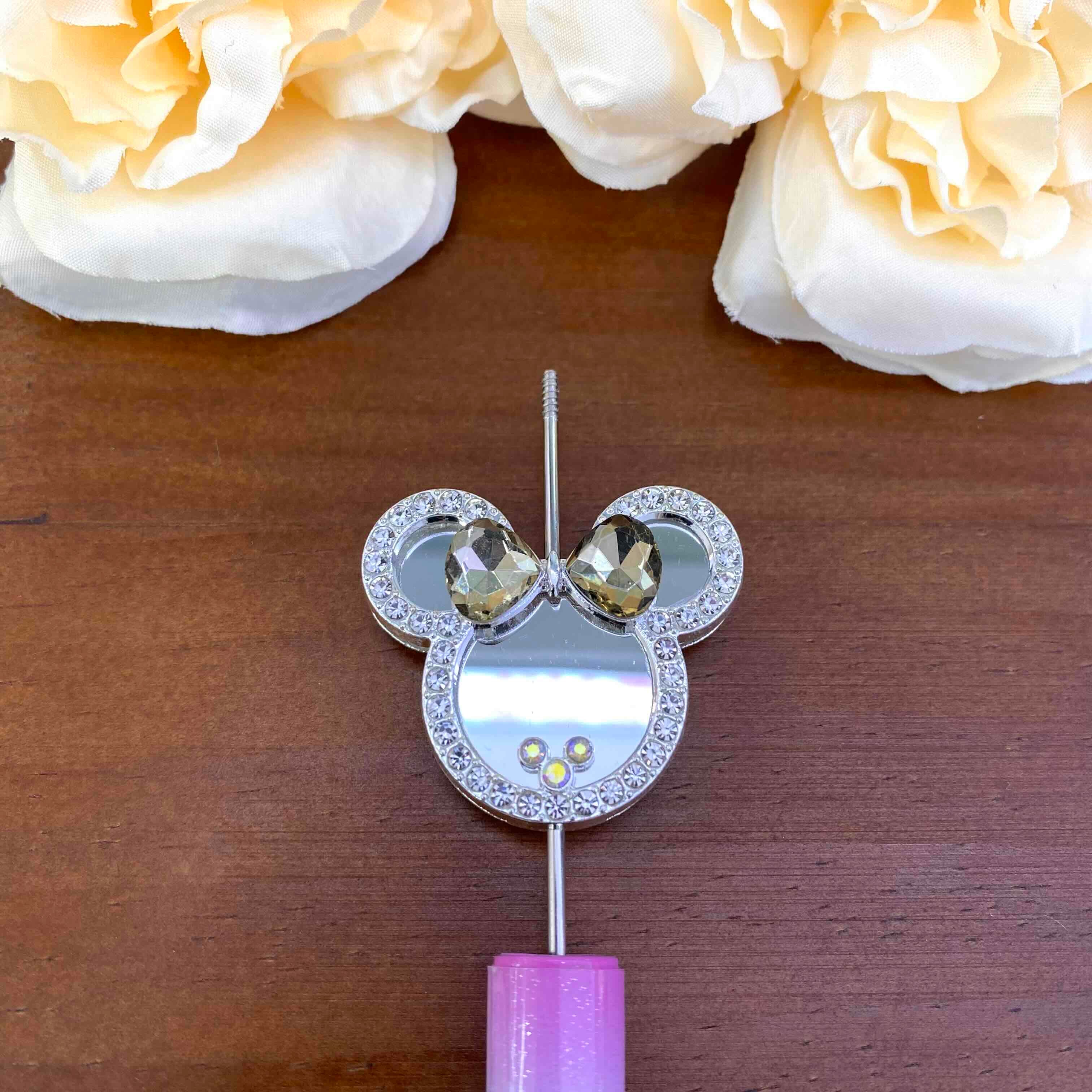 FS20638-Rhinestone Mickey Head Mirror Metal Beads