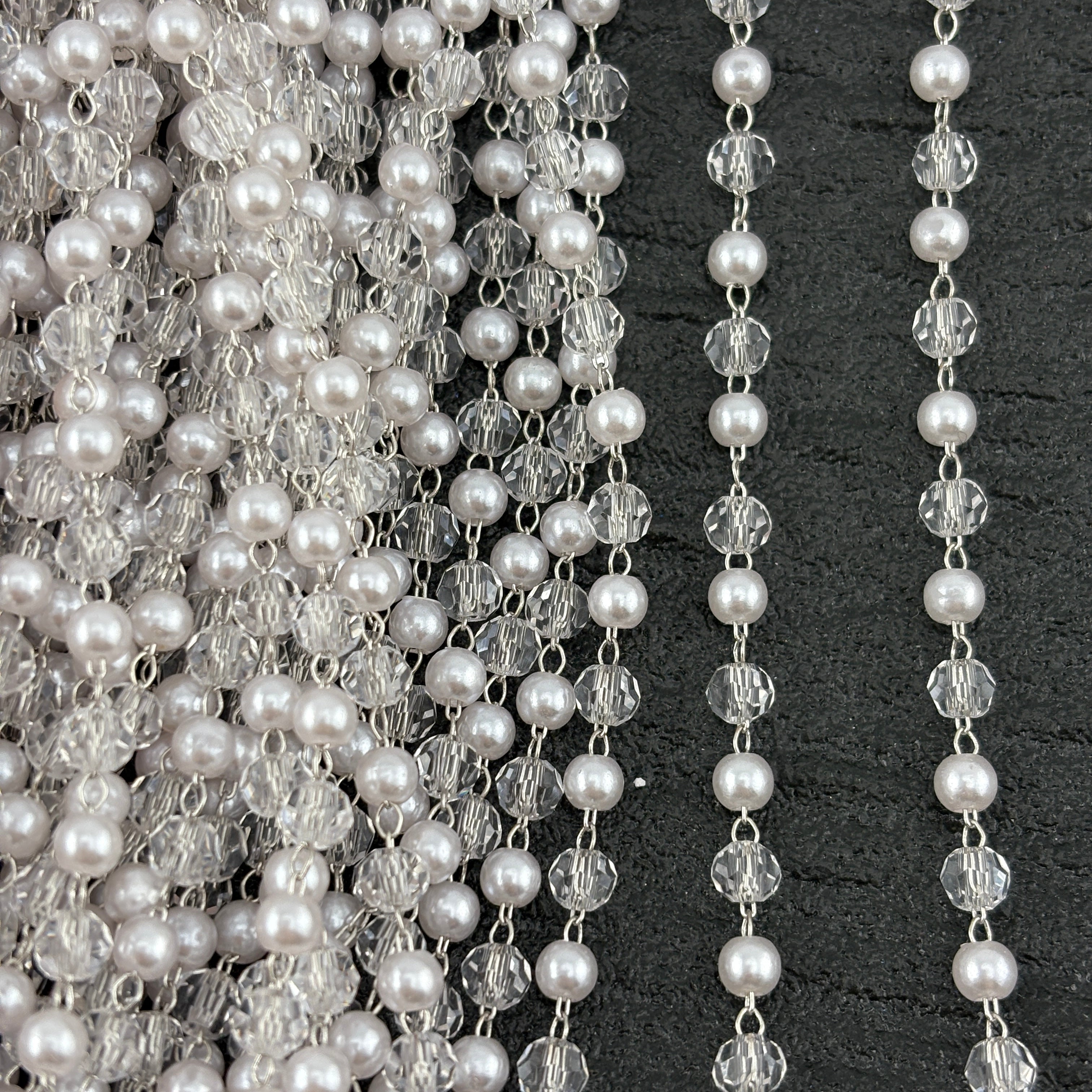 FS2318- 5Meter 4mm Pearl+Crystal Chain