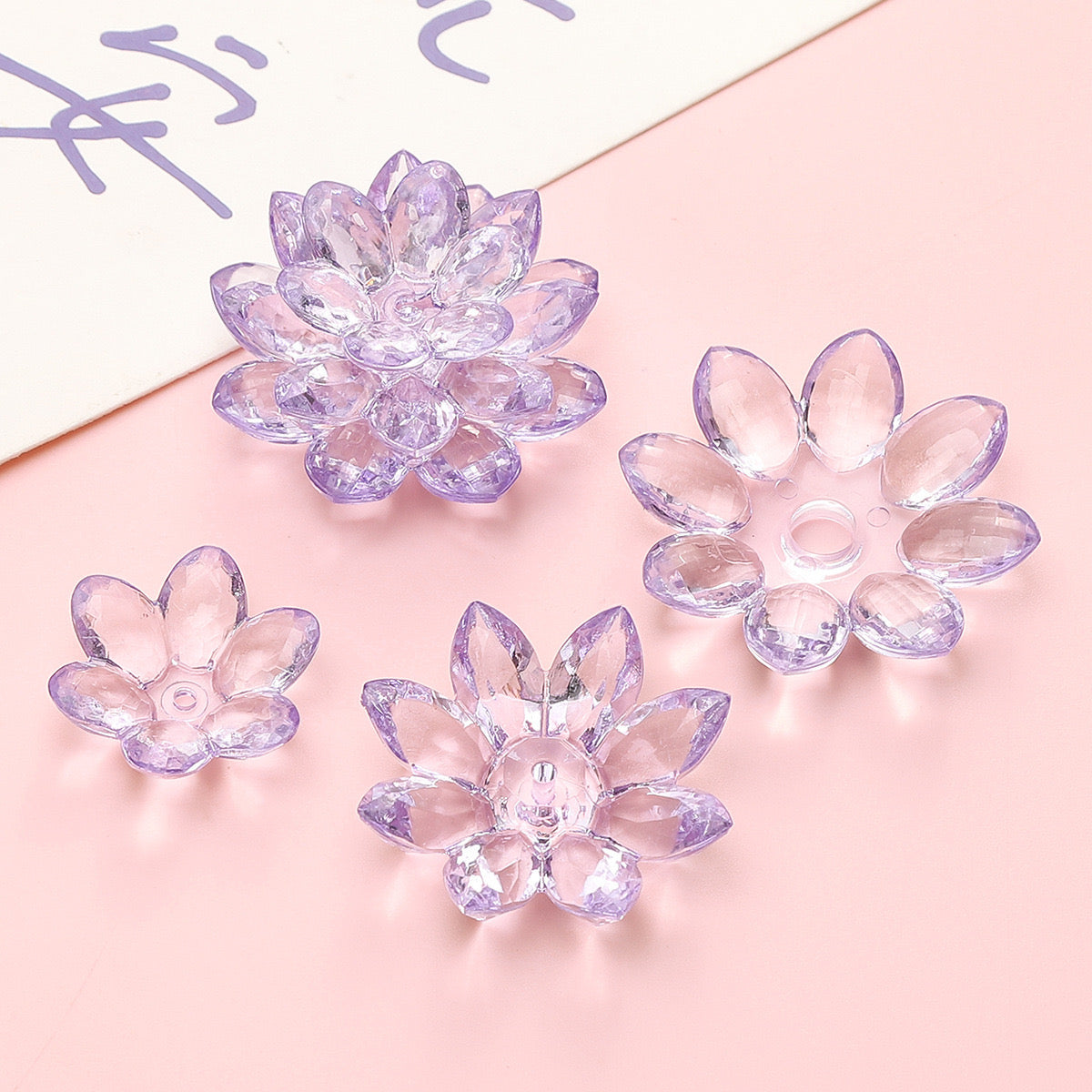 FS2307-Clear Color Lotus Flower (1 Set=24MM Size  +34MM Size +38MM Size )