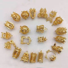 KC Gold  Hollow Cage Beaded Charm Pendant for DIY Jewelry