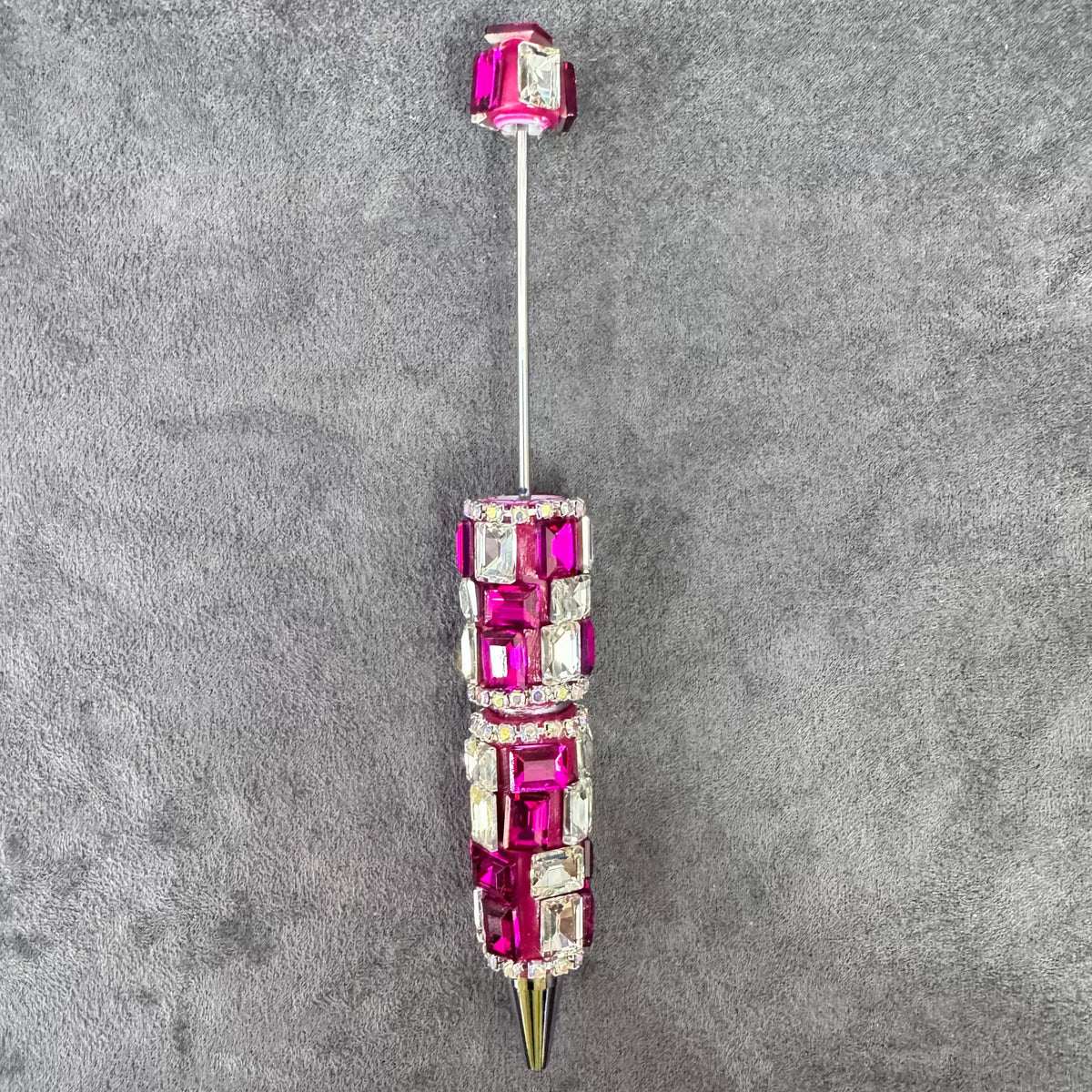 Beadable Pens with Multifaceted Square Crystal, Various Colors