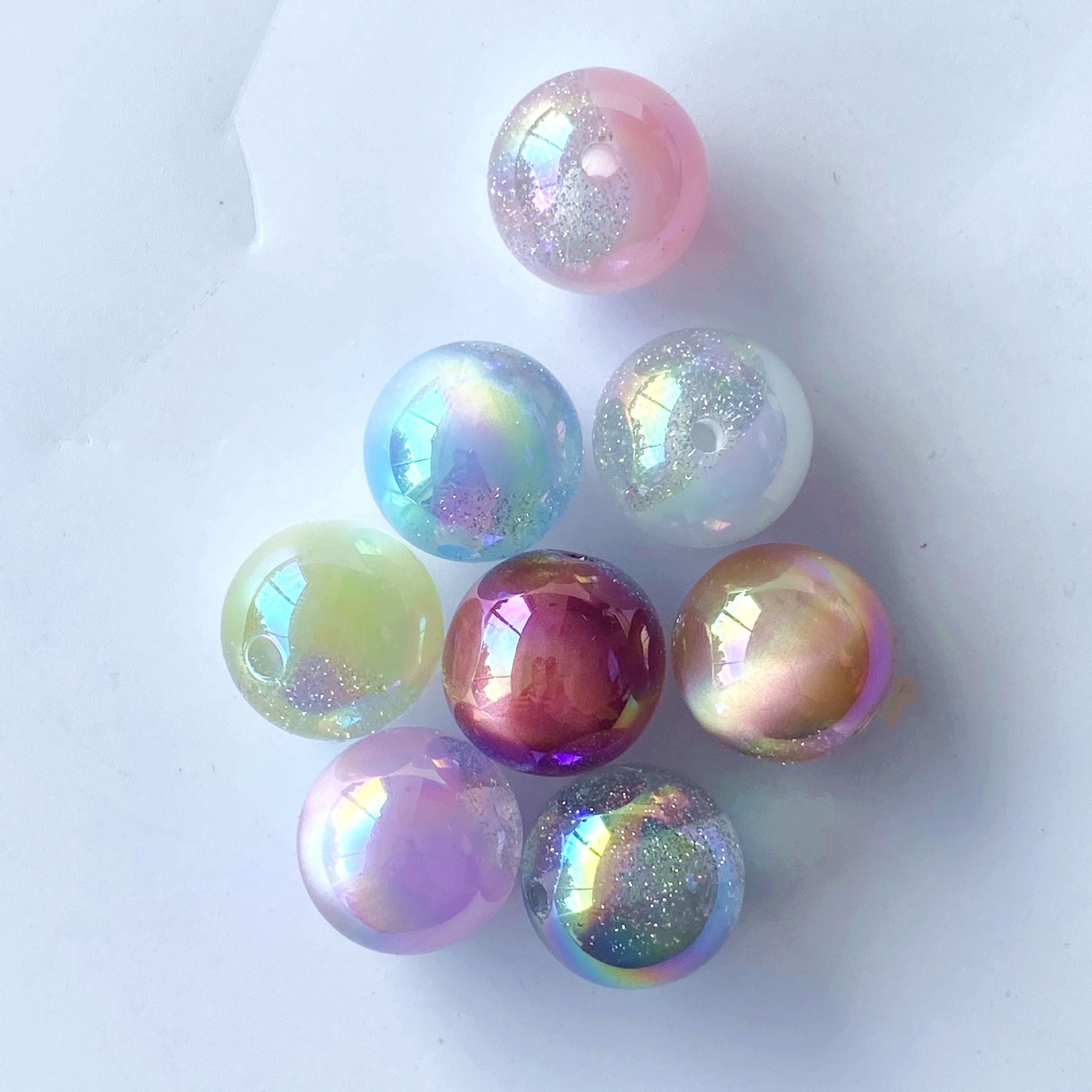 FS0082-Random Mixed Color 10MM UV Gradient Color Glitter Resin Beads Fit For Beadable Pens