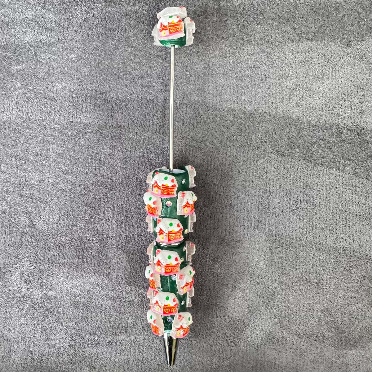 Gingerbread Man Santa Claus Tree and AB Rhinestones Beadable Clay Pens, Christmas Series,Red Clay Base