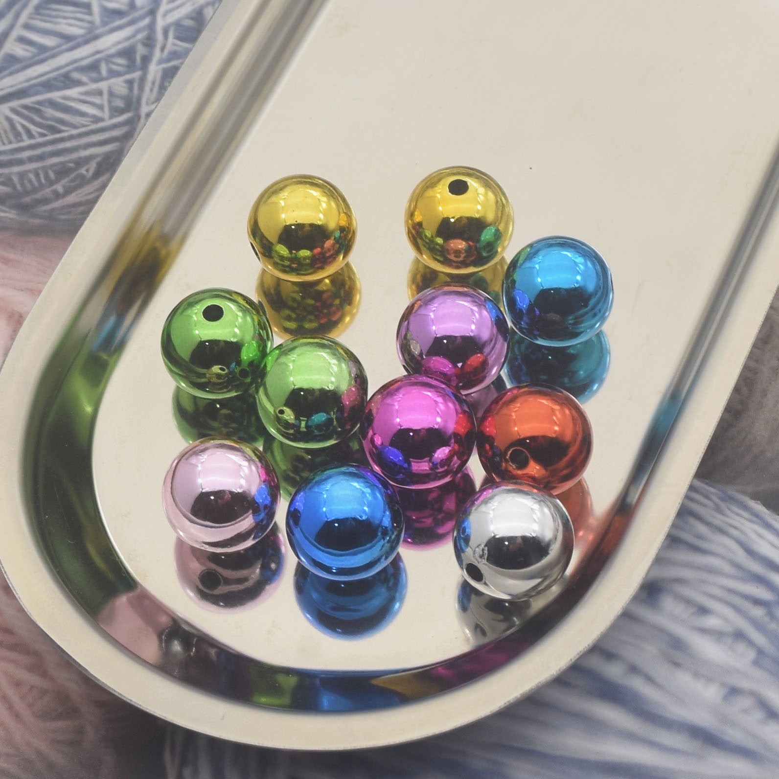 FS1706-16MM Metallic Acrylic Beads Fit For Beadable Pens