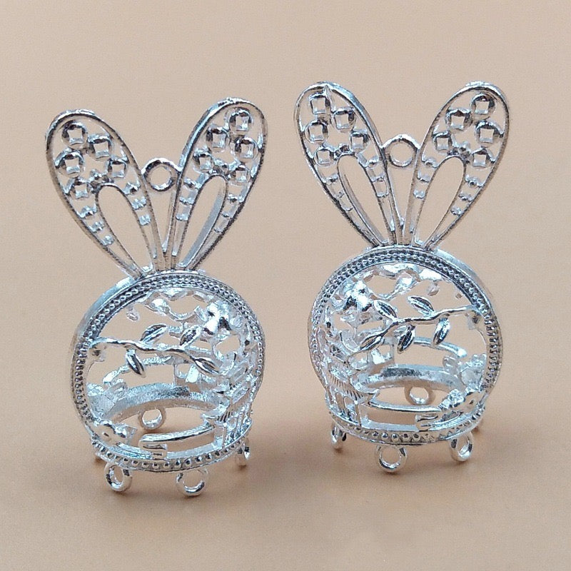 DIY Beaded Pendant, Silver Hollow Metal Ball  Cage Ornament for Jewelry Making