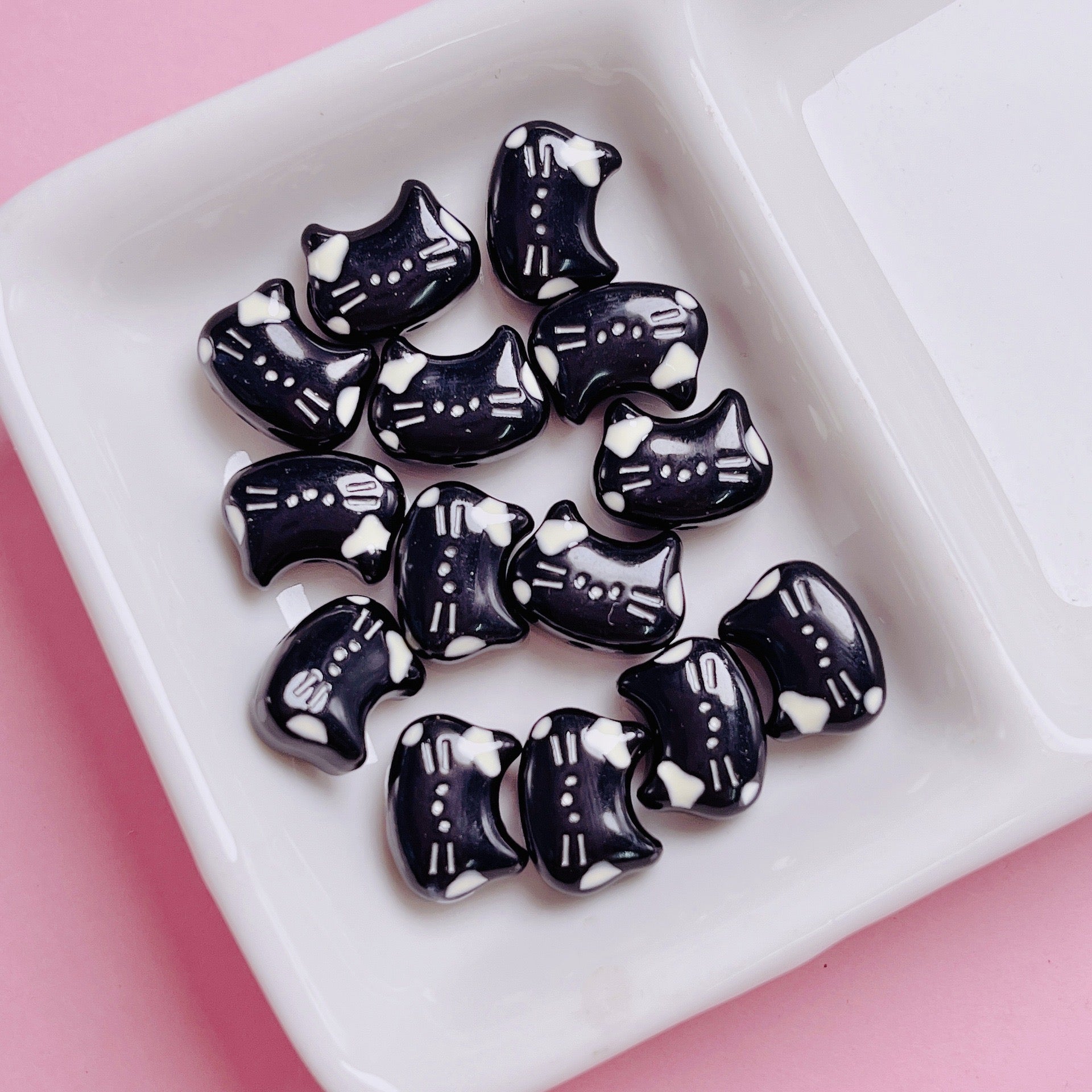 FS2515-12MM Random Mixed Color Cute Cat Head Metal Beads For Making Keychain