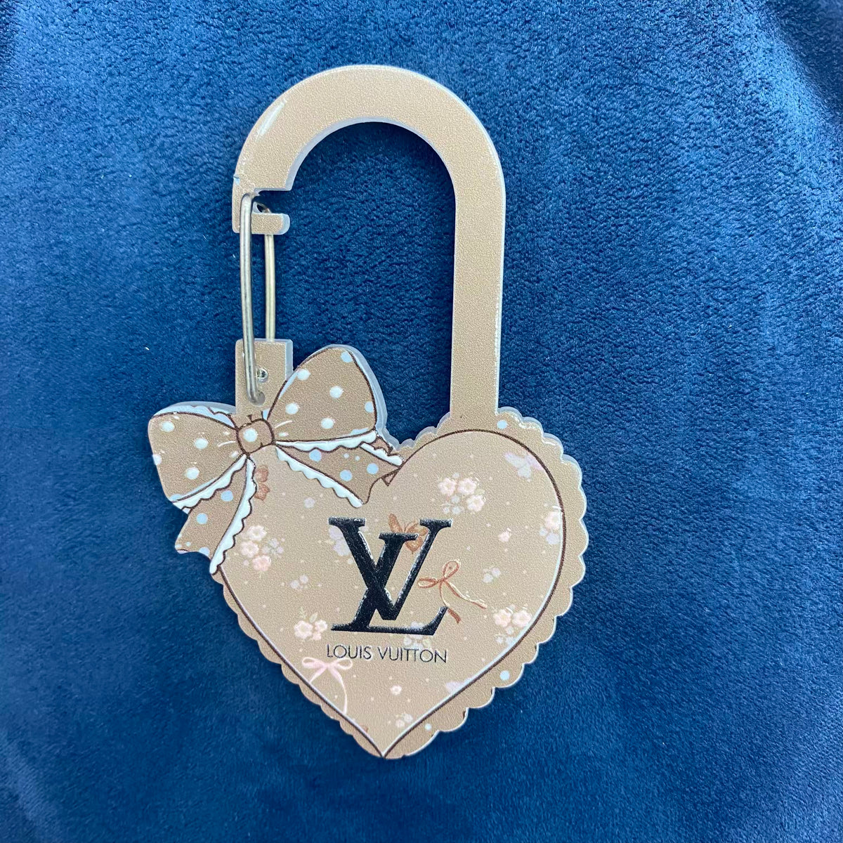 Heart Shape Acrylic Carabiner Charm, Bow Floral Print Heart Clip, Handmade DIY Bag Pendant Craft Supplies