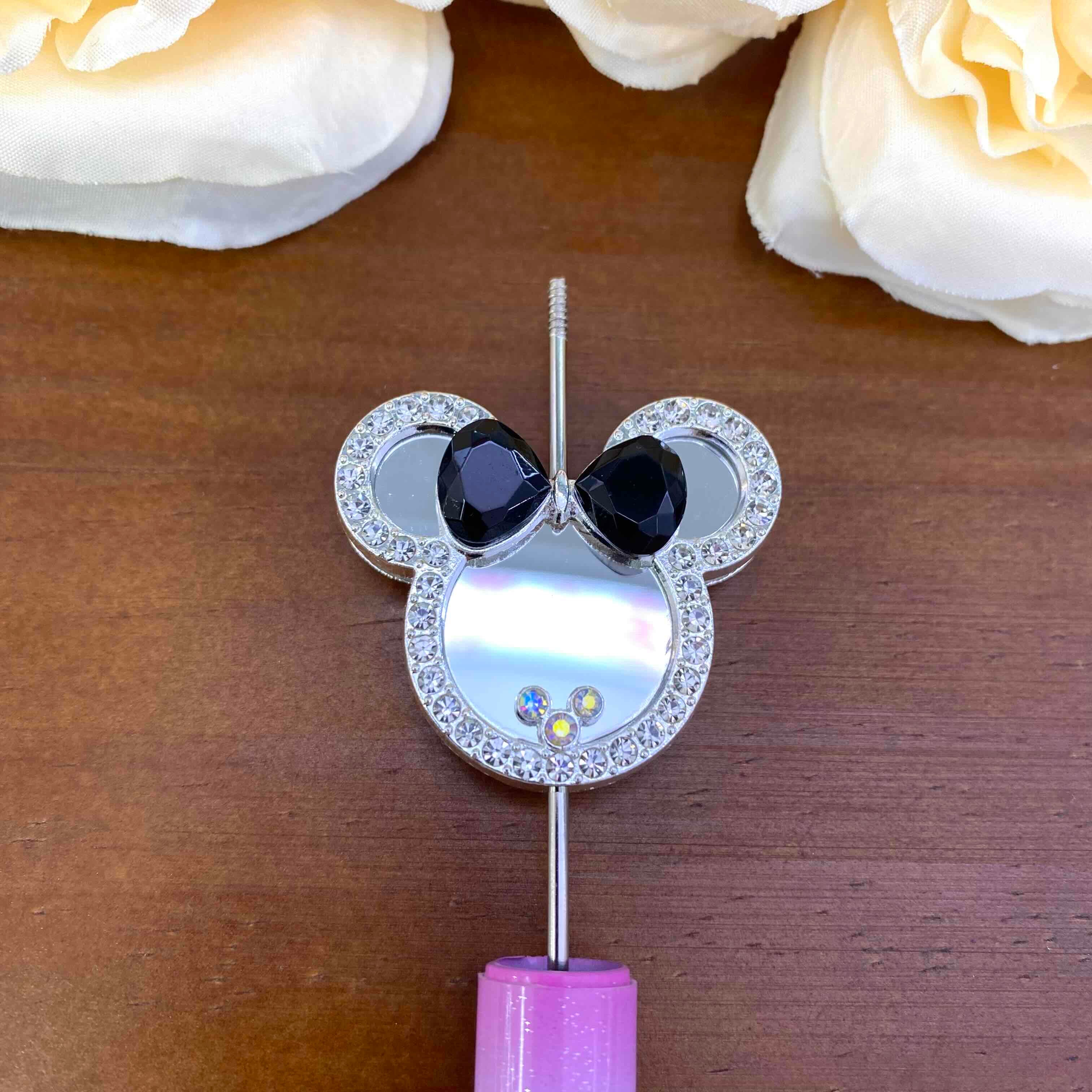 FS20638-Rhinestone Mickey Head Mirror Metal Beads