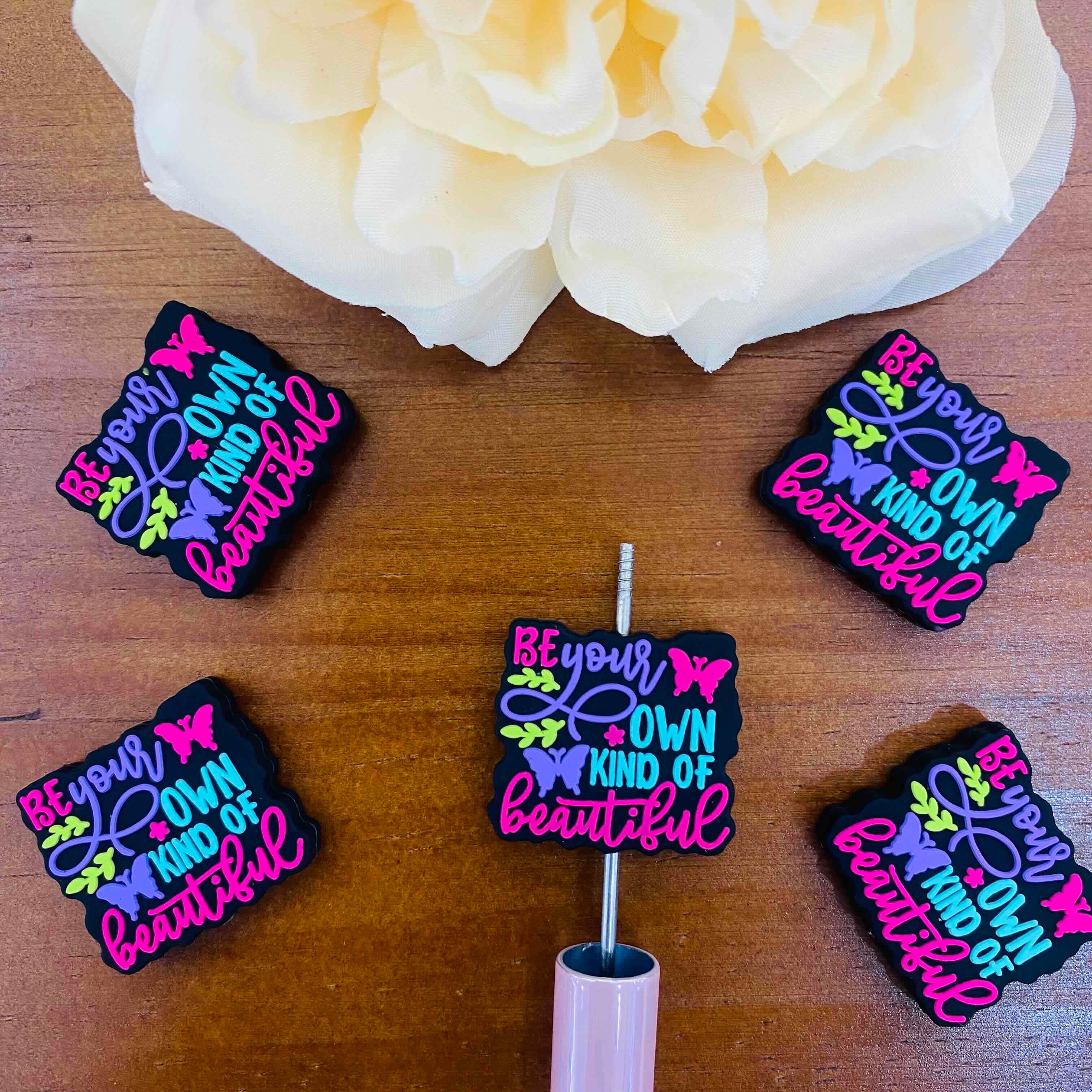 FS20097-Self Love Quote Flat Silicone Focal Beads