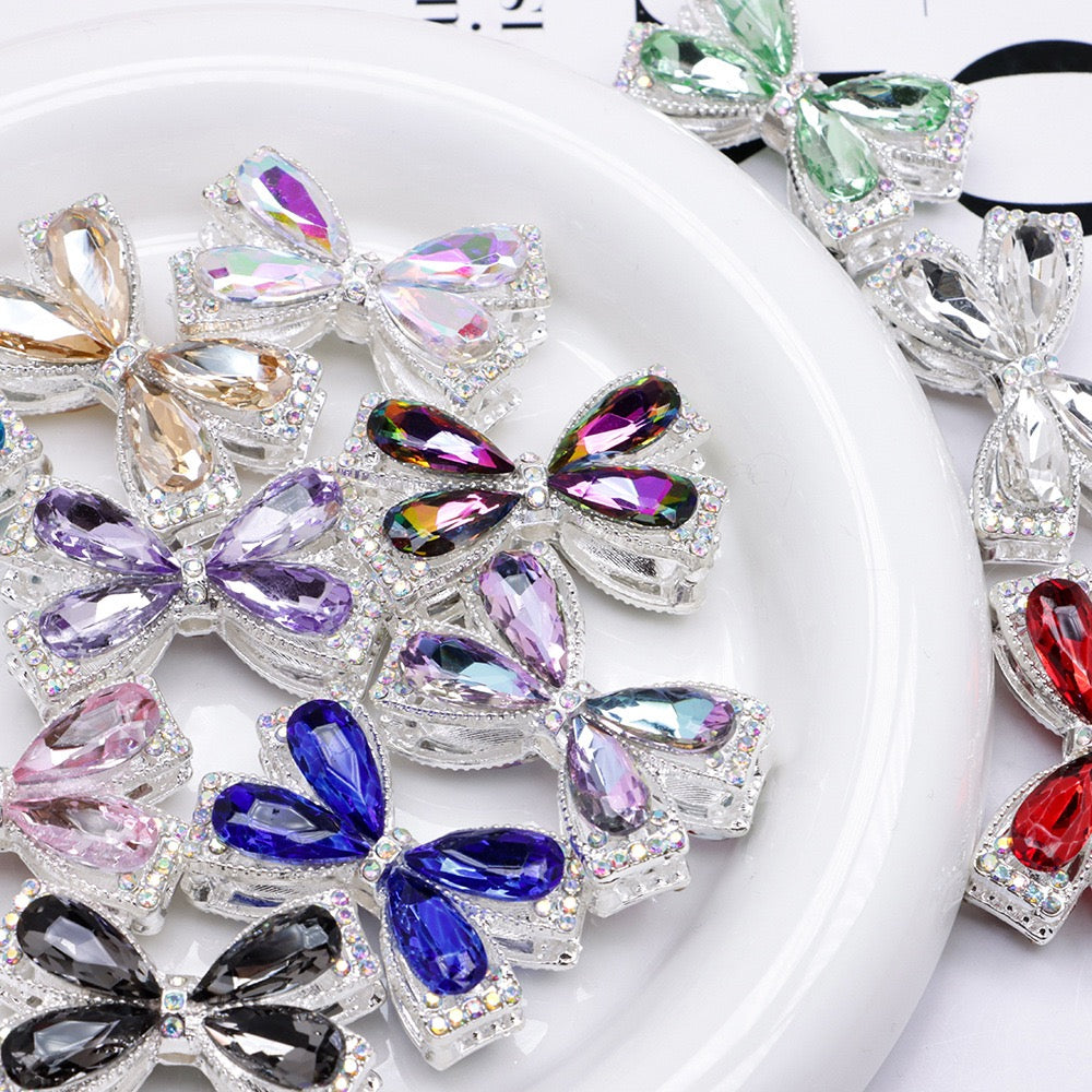 FS4850-About 27×34cm Crystal Glass Rhinestone Bow Metal Beads