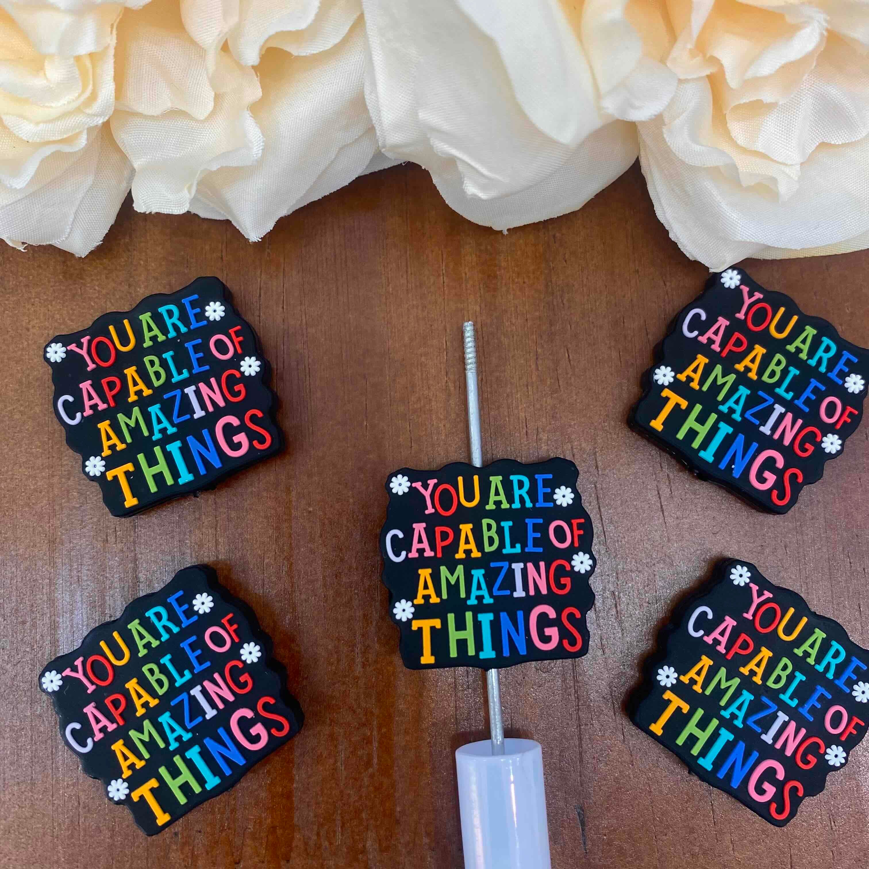 FS20377-Phrase Flat Silicone Focal Beads