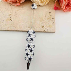 FS19848-Black Star Pattern Clay Beaded Pens