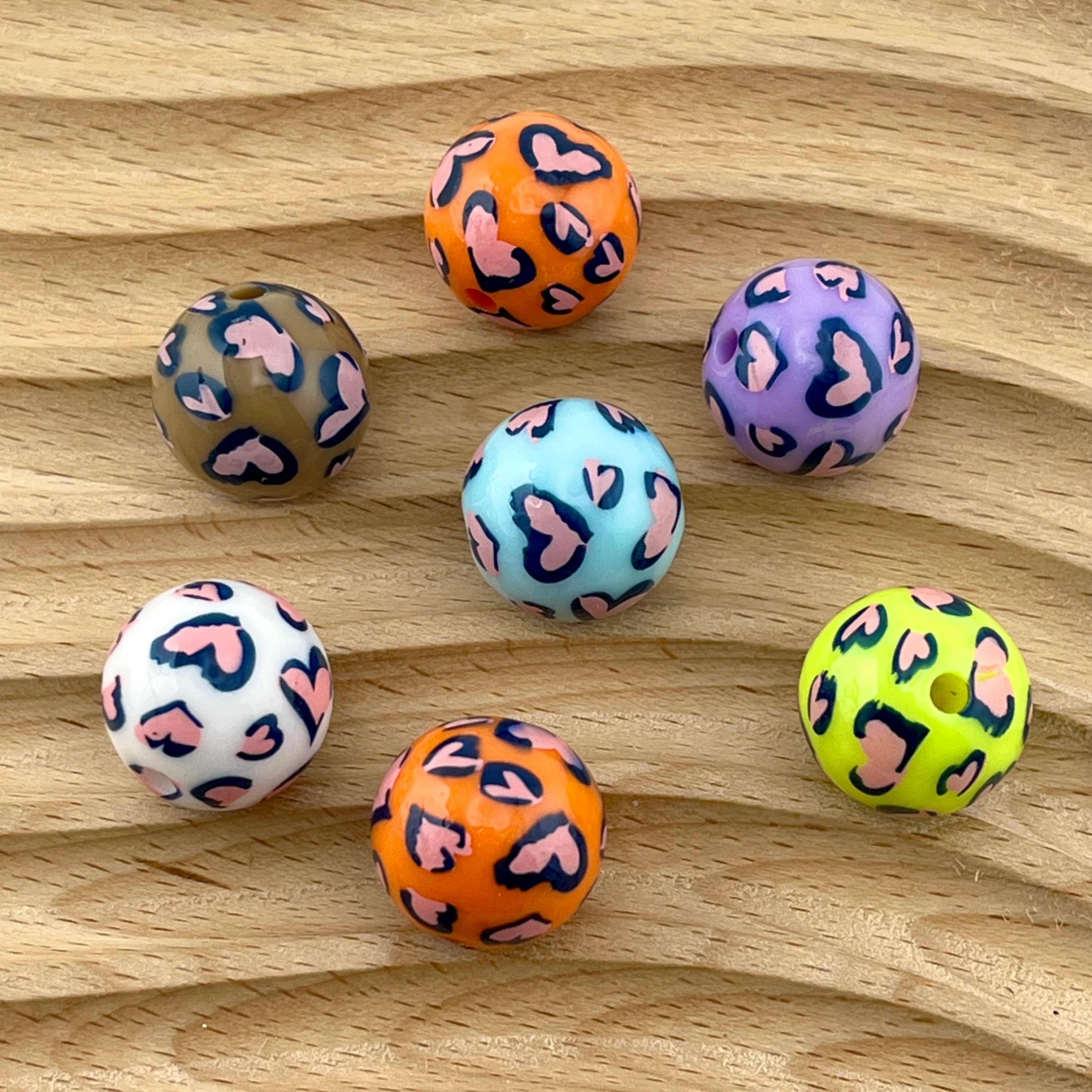 FS1571-16 MM Leopard Printed Acrylic Beads Fit For Beadable Pens